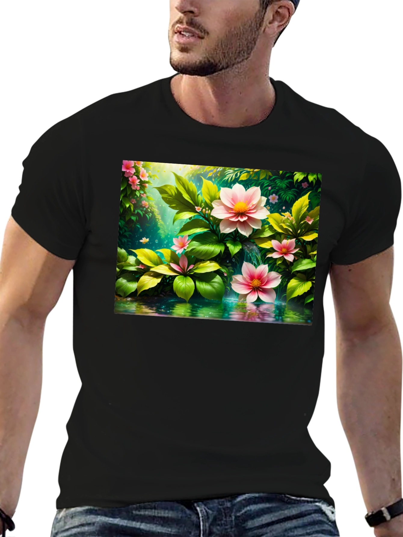 Black Floral Bloom T-Shirt - Nature Inspired Tee view 6