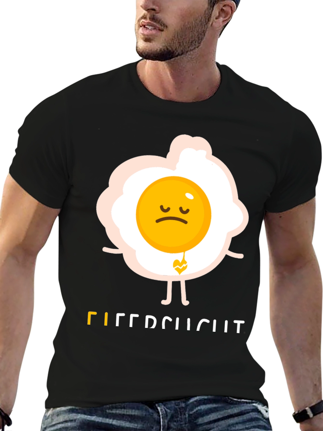 Black Sad Egg Graphic Tee - Unique Humor T-Shirt view 6