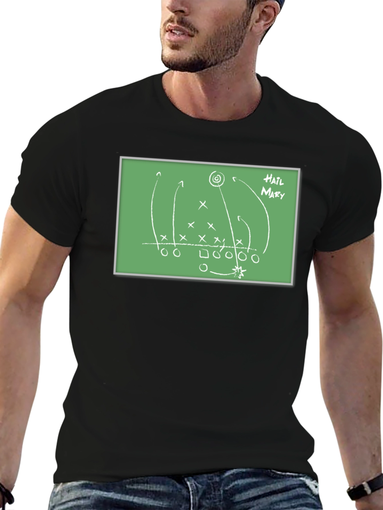 Black Hail Mary Football Play T-Shirt view 6