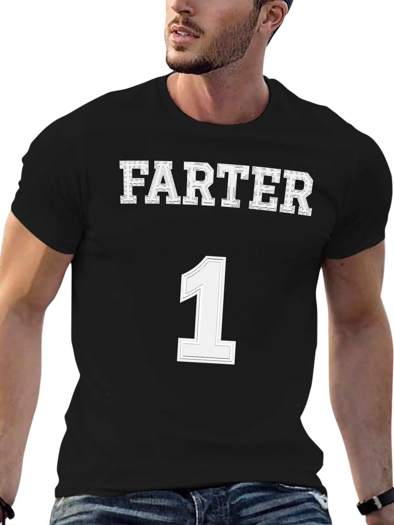 Black Farter Number 1 Novelty T-Shirt view 6