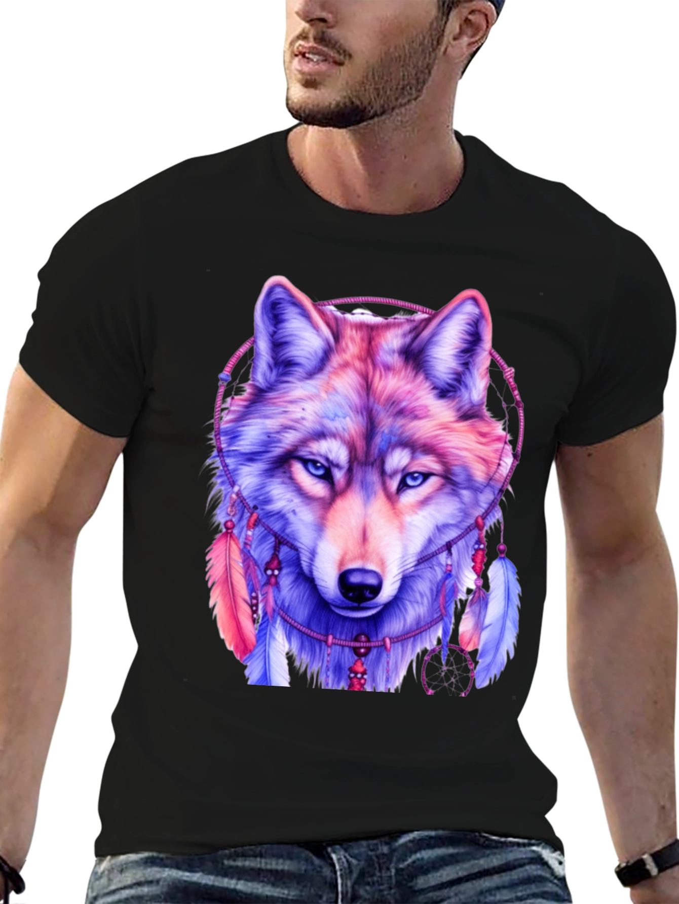 Black Wolf Dreamcatcher Graphic Tee view 6