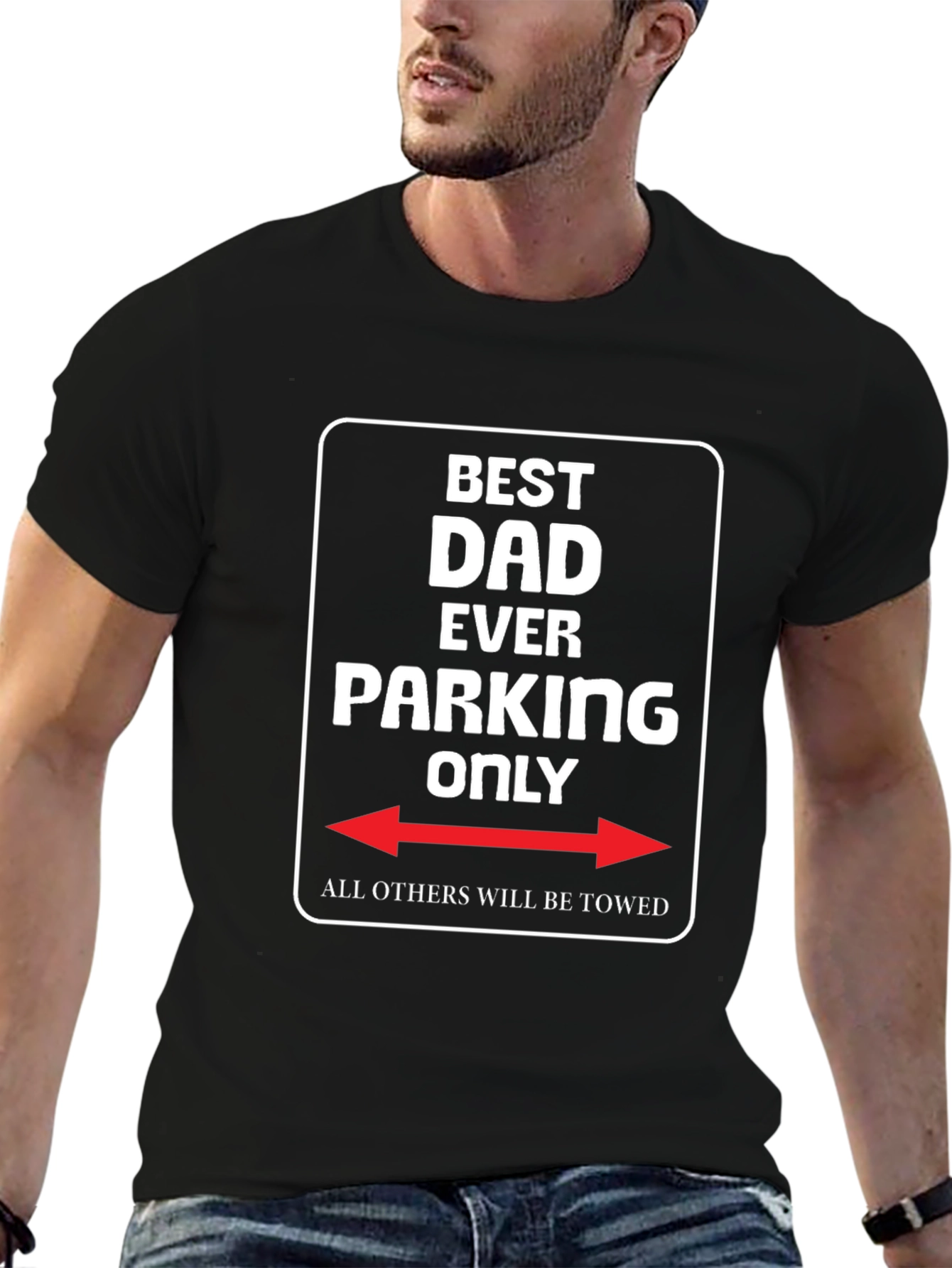 Black Best Dad Ever Parking Only T-Shirt view 6
