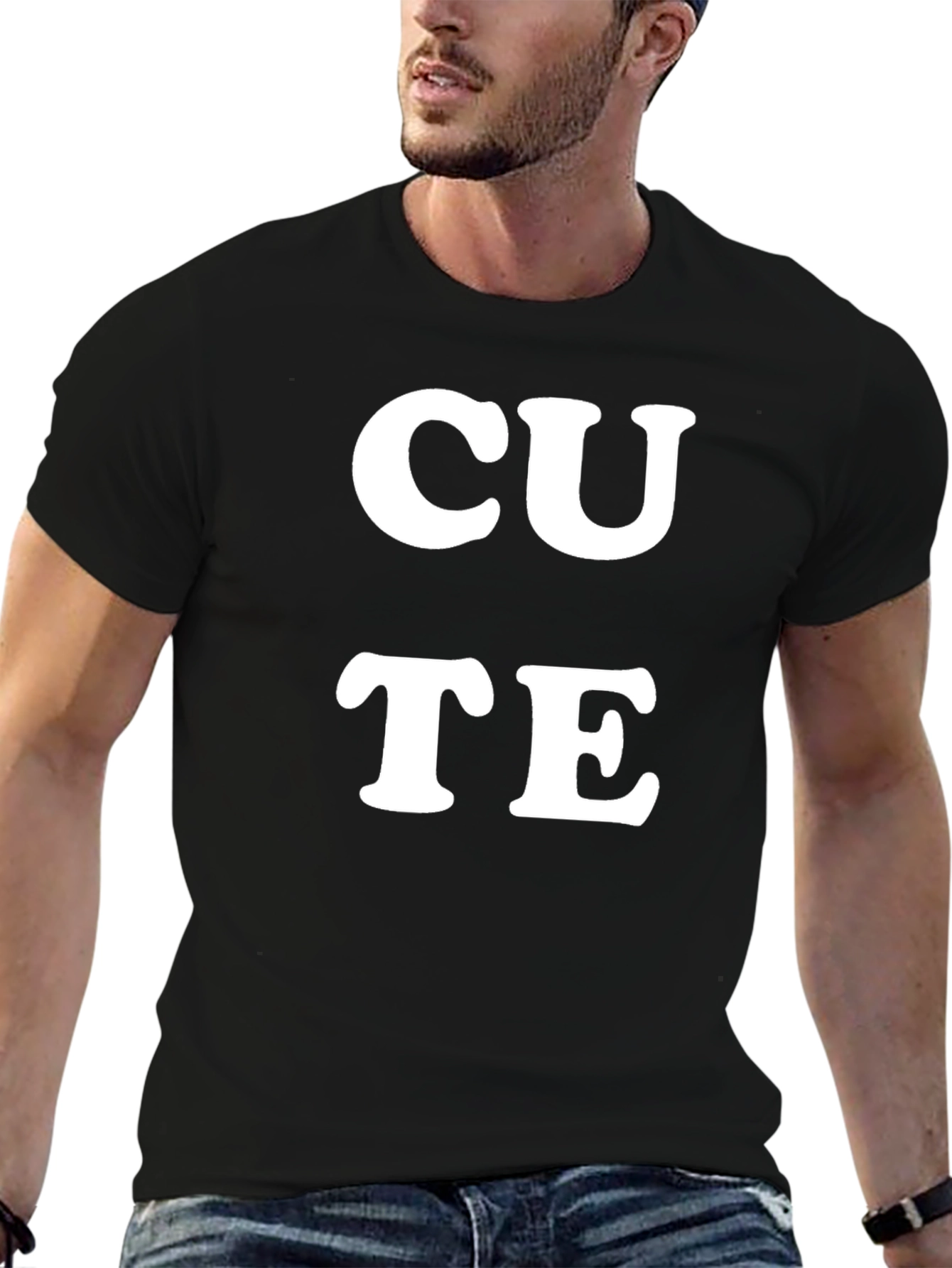 Black Cute Slogan Graphic T-Shirt - Stylish Casual Wear view 6