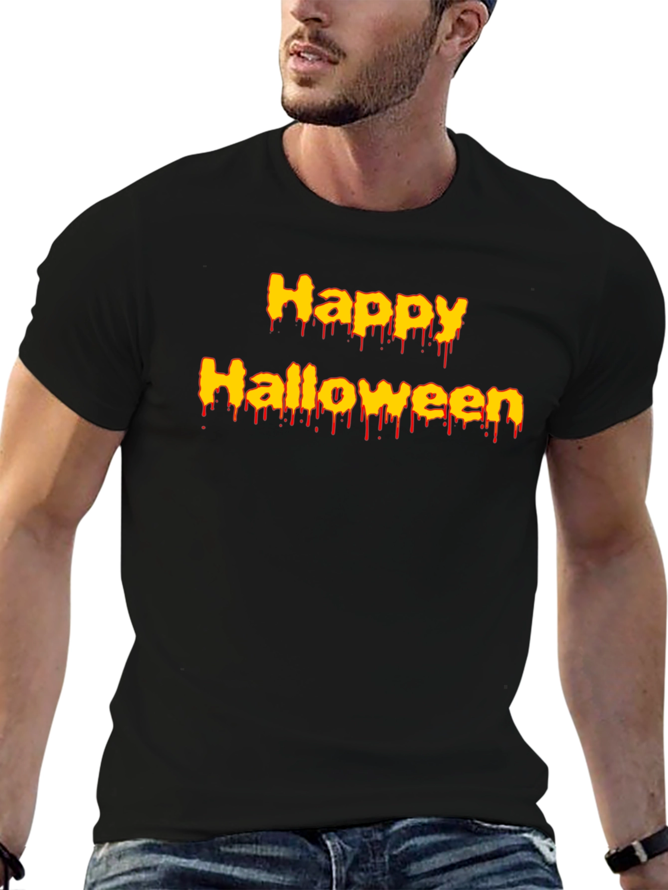 Black Happy Halloween Graphic T-Shirt view 6