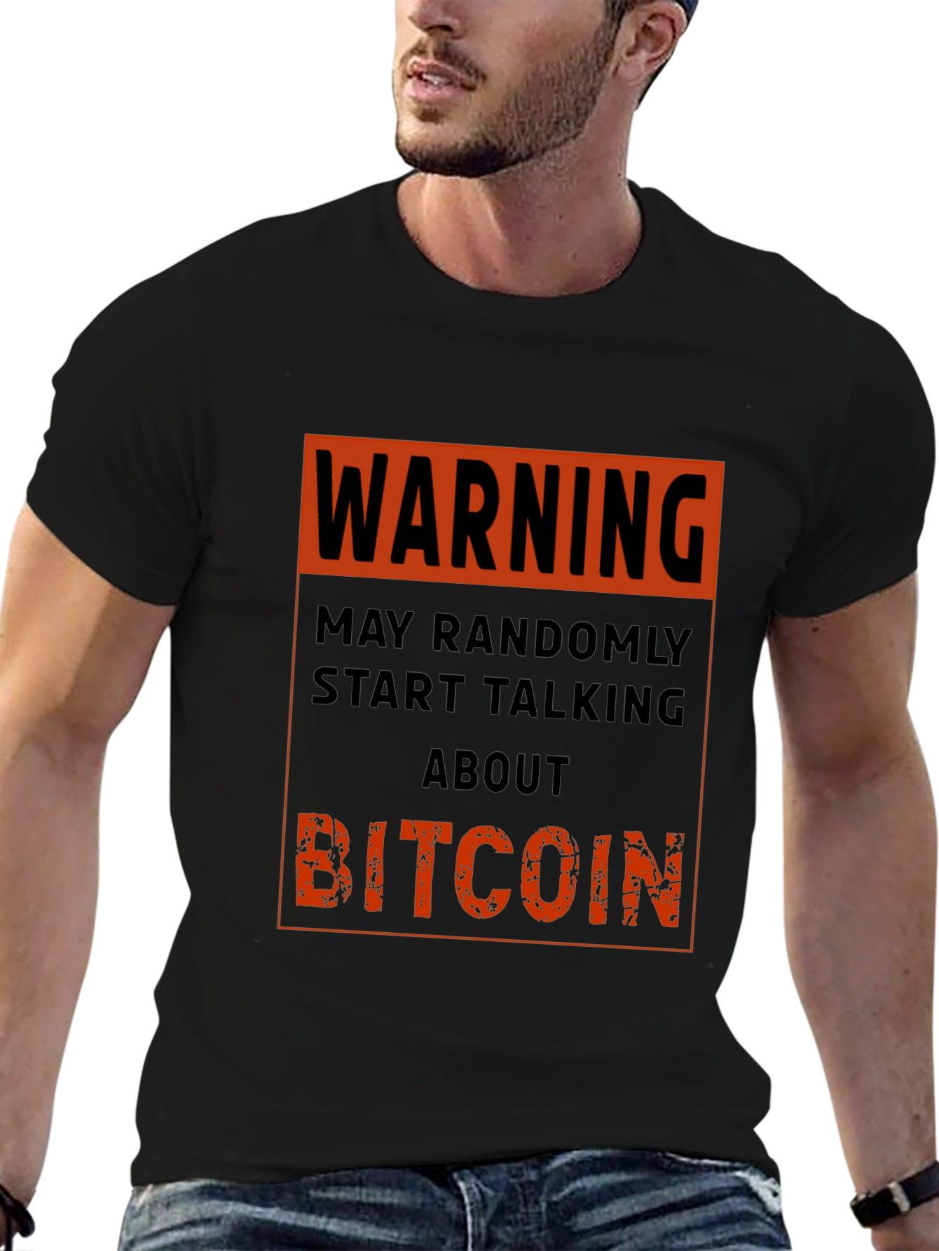 Black Warning Bitcoin T-Shirt - Funny Crypto Tee view 6