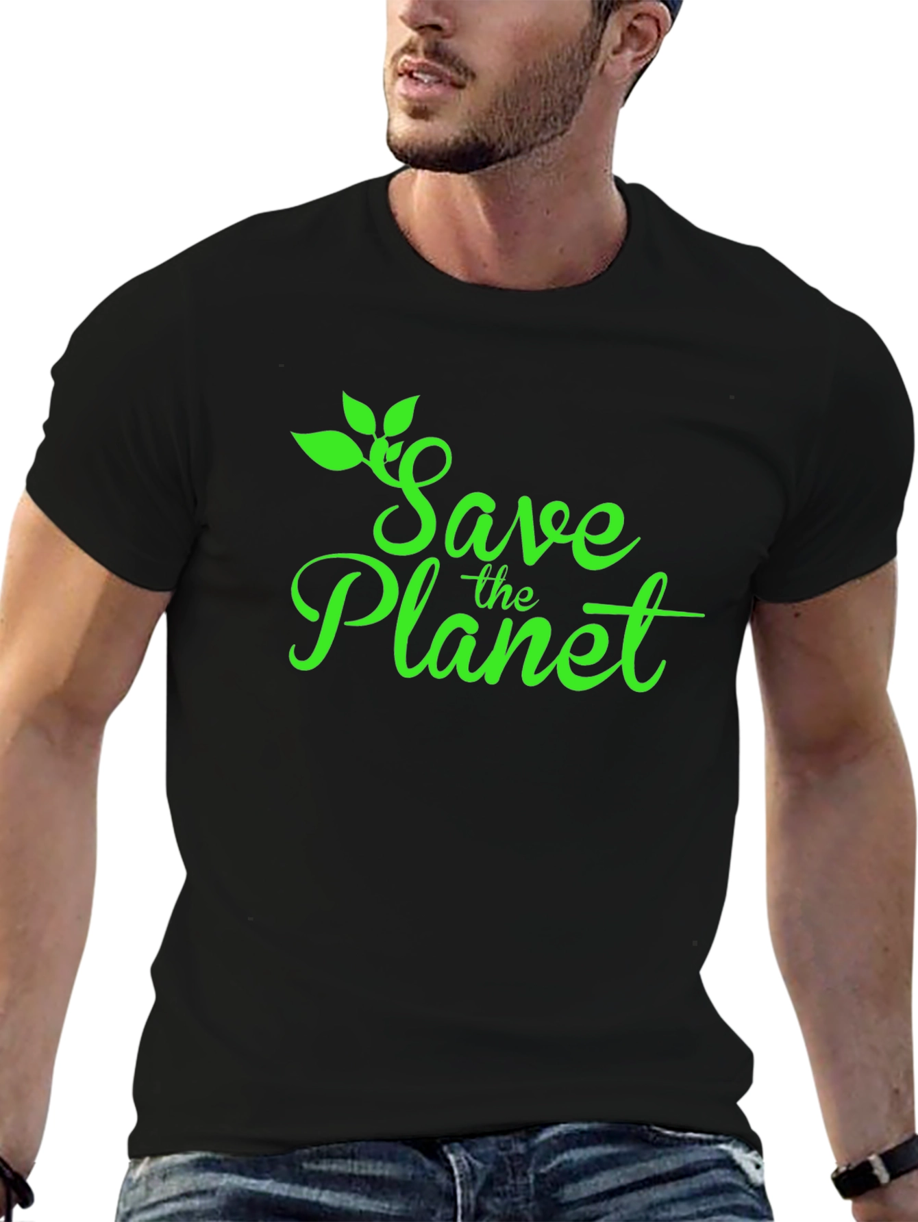 Black Save the Planet Graphic Tee - Eco-Friendly Fashion view 6