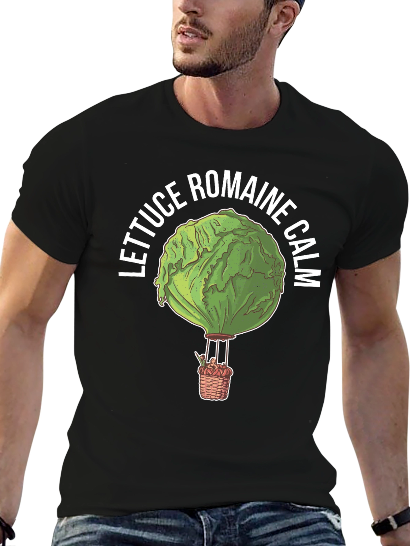 Black Lettuce Romaine Calm Funny Graphic T-Shirt view 6