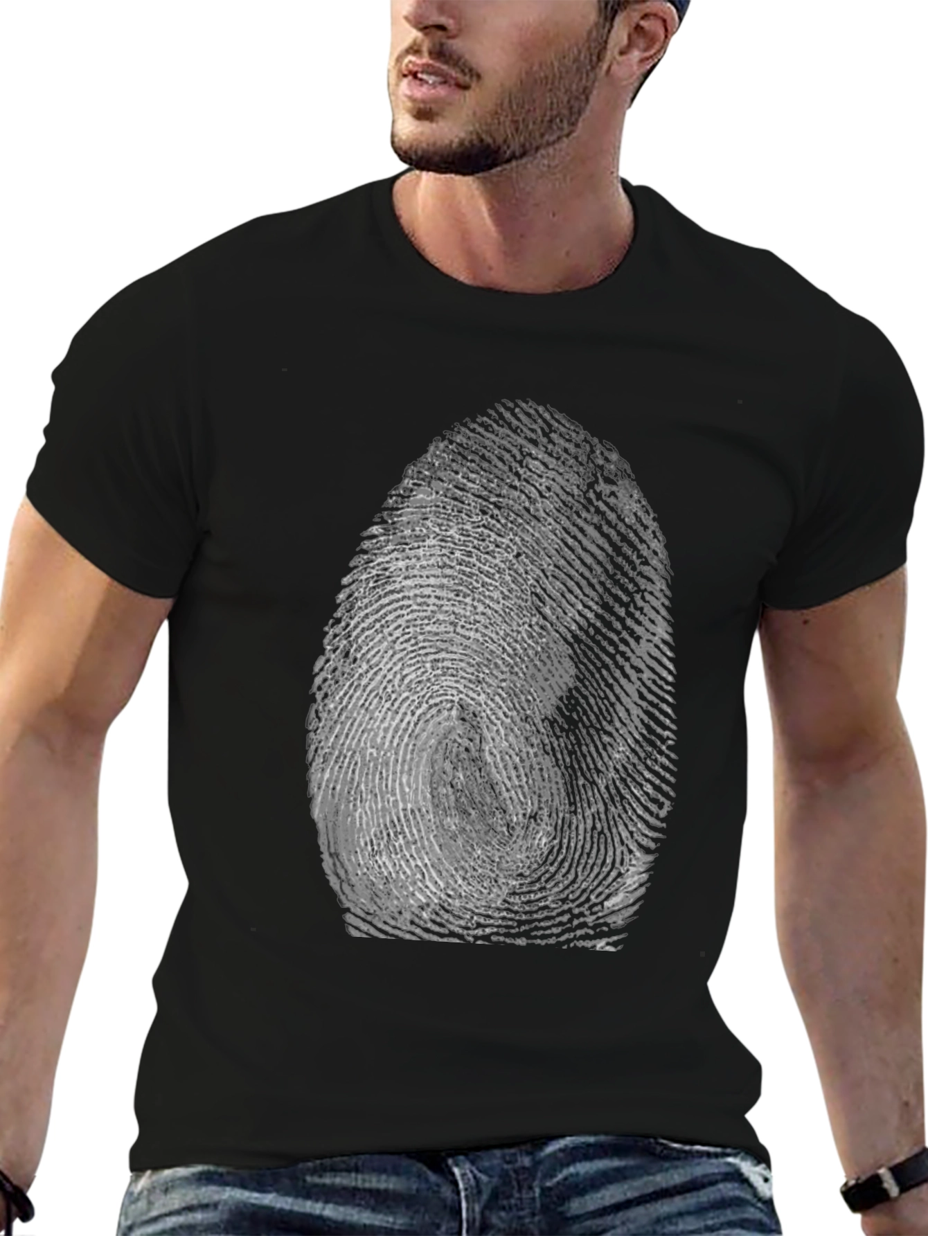 Black Fingerprint Graphic Tee - Unique Design view 6