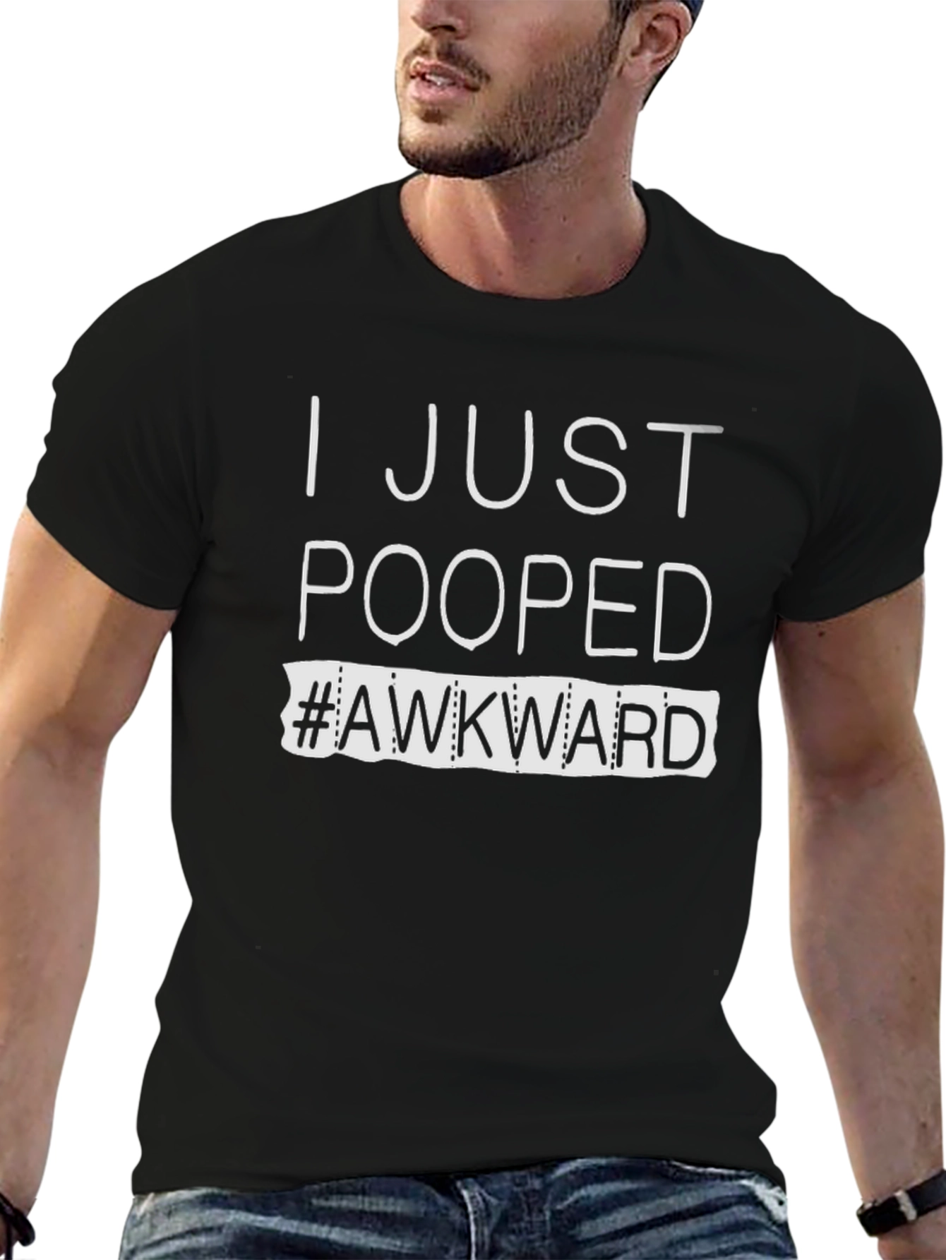 Black Awkward Humor T-Shirt: I Just Pooped Tee view 6