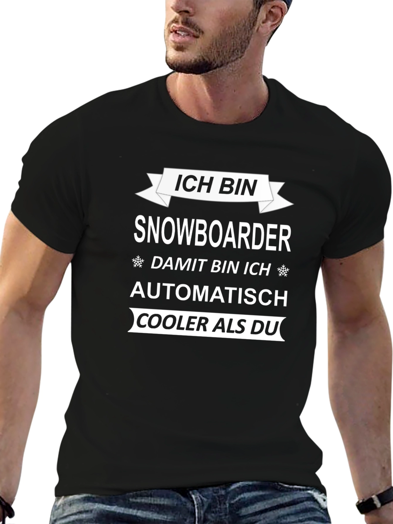 Black Ich Bin Snowboarder T-Shirt: Cooler Than You Tee view 6