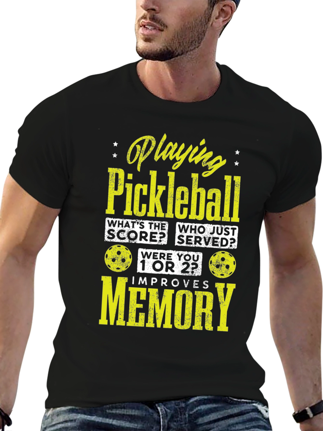 Black Pickleball Memory T-Shirt - Funny Sports Tee view 6