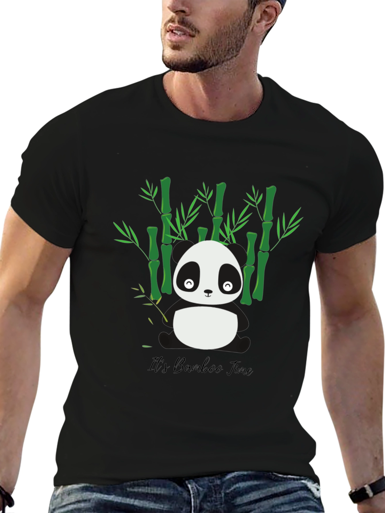 Black Panda Bamboo Time T-Shirt - Soft Cotton Blend view 6