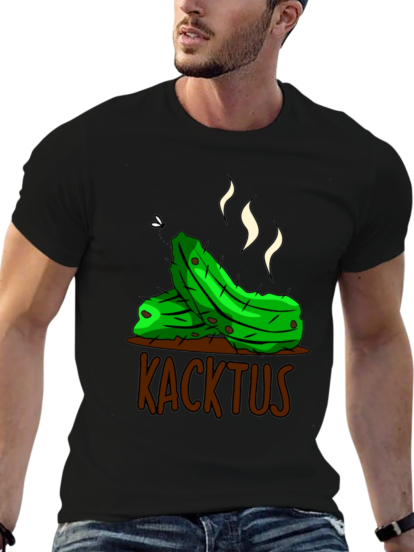 Black Humorous 'Kacktus' Graphic T-Shirt - Unique Novelty Tee view 6