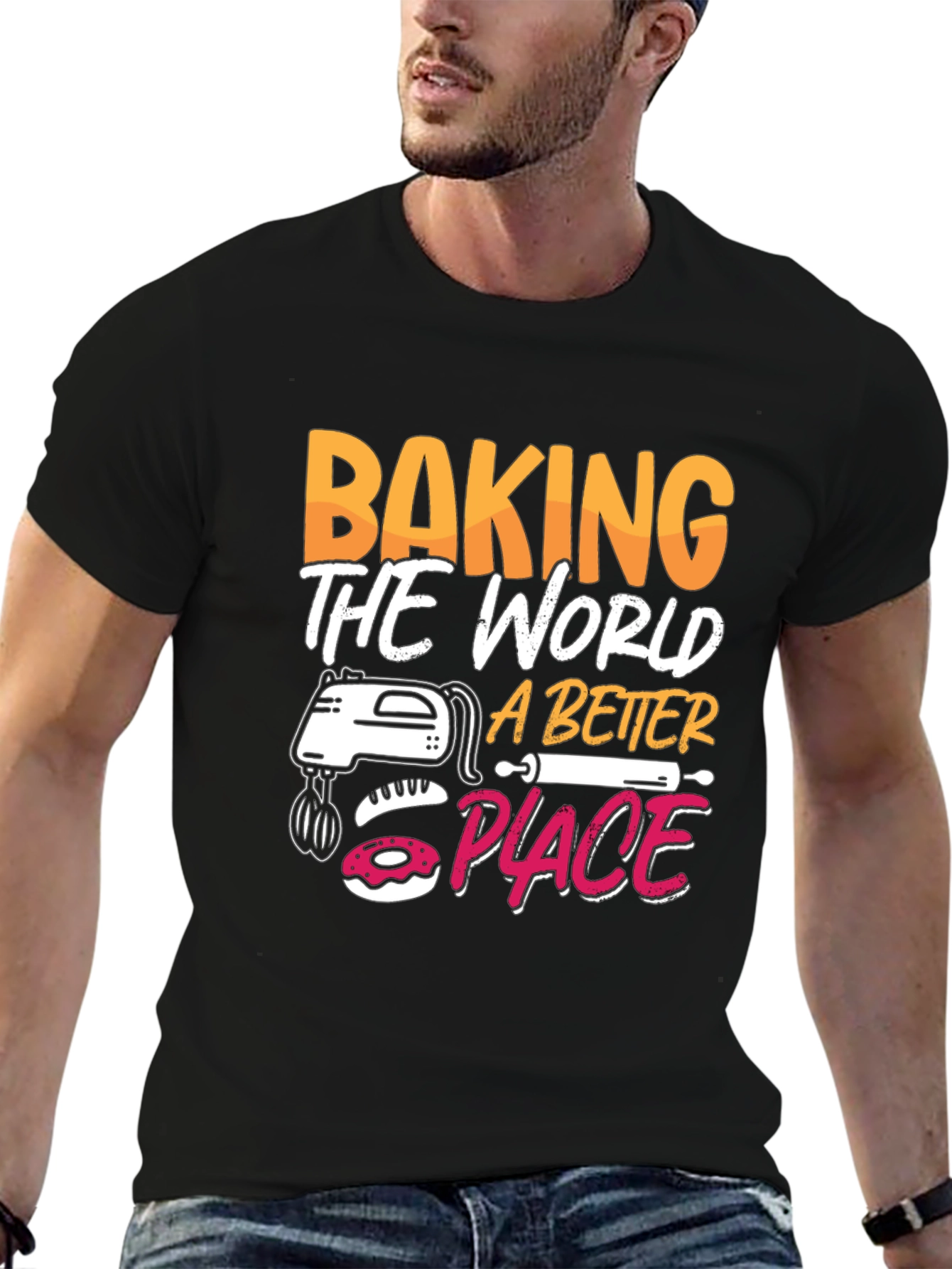 Black Baking the World a Better Place Black Graphic Tee view 6