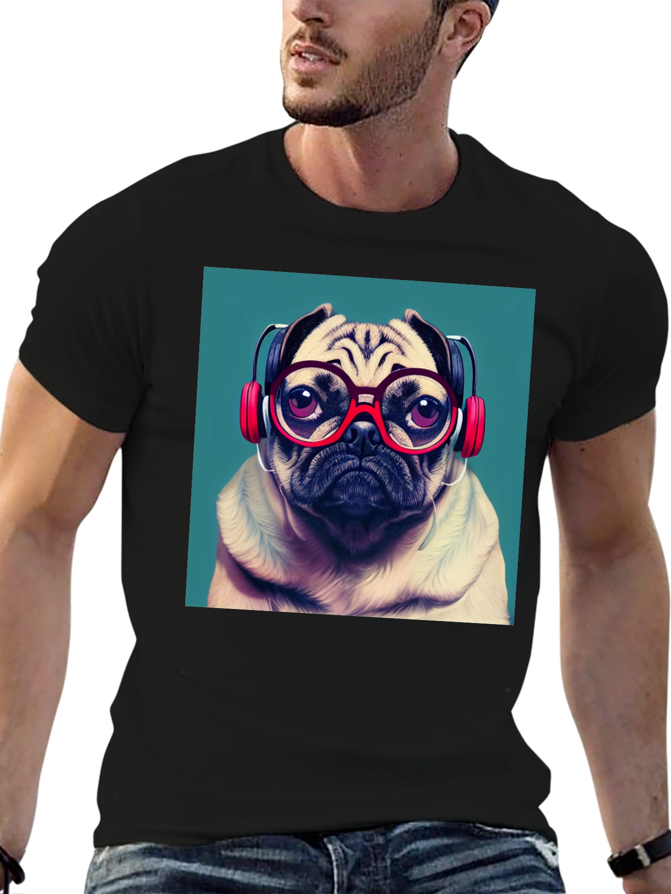 Black Pug DJ Graphic Tee - Stylish Comfort view 6