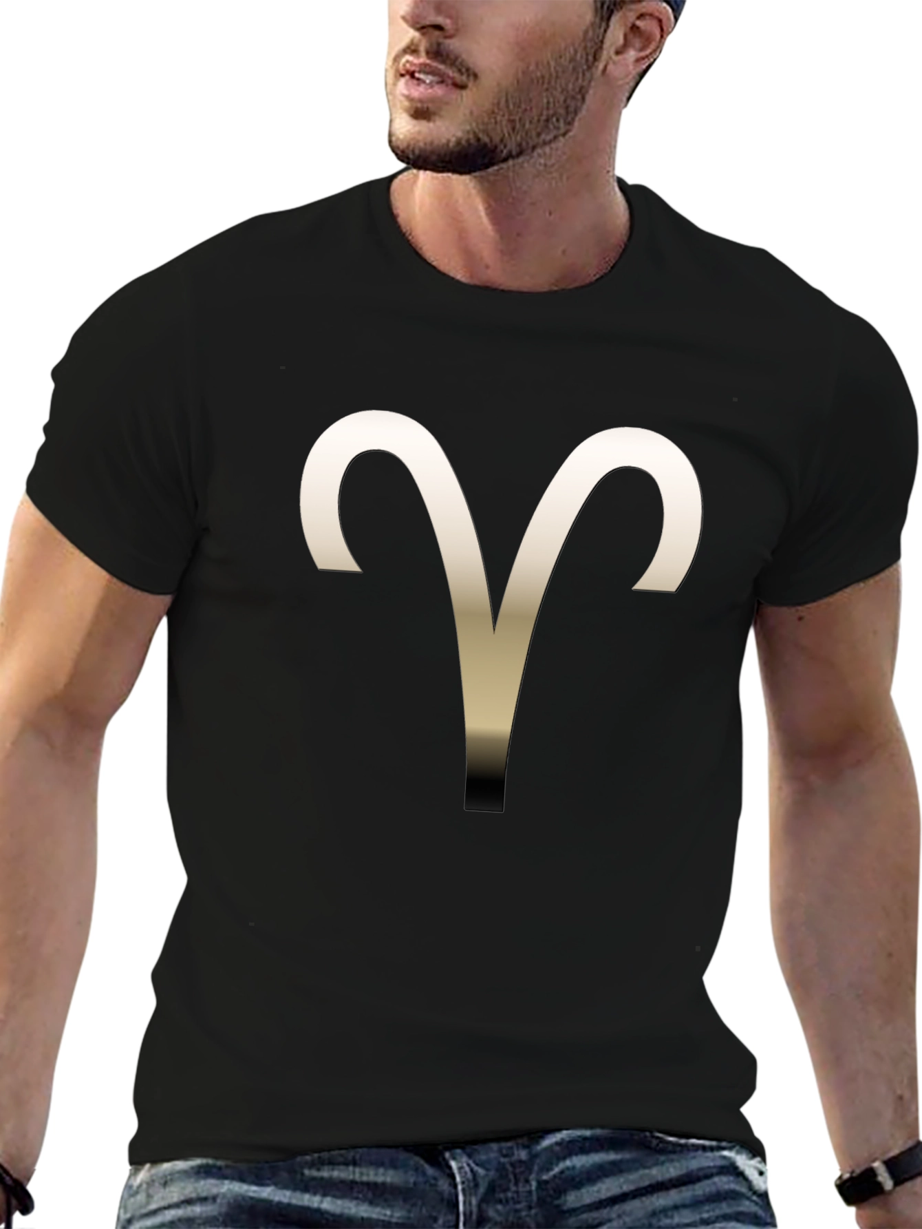 Black Aries Zodiac Sign Graphic Tee view 6