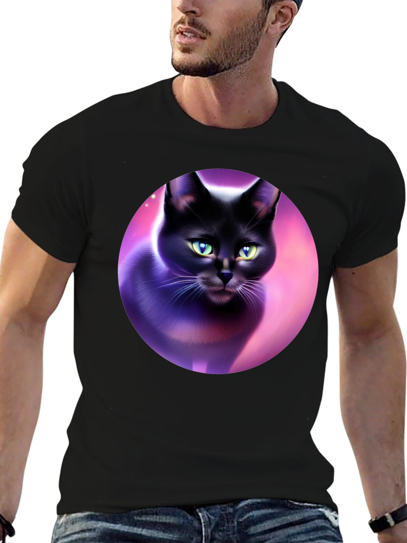 Black Black Cat Graphic Tee - Artistic Design view 6