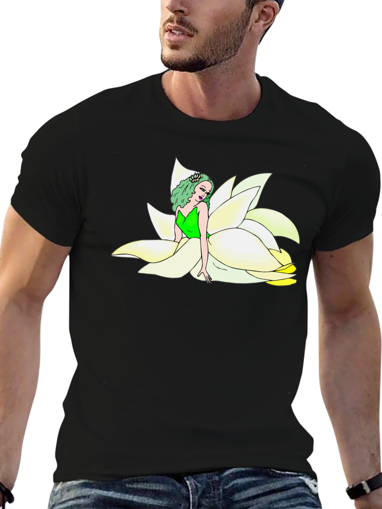 Black Floral Fairy T-Shirt - Unique Graphic Tee view 6