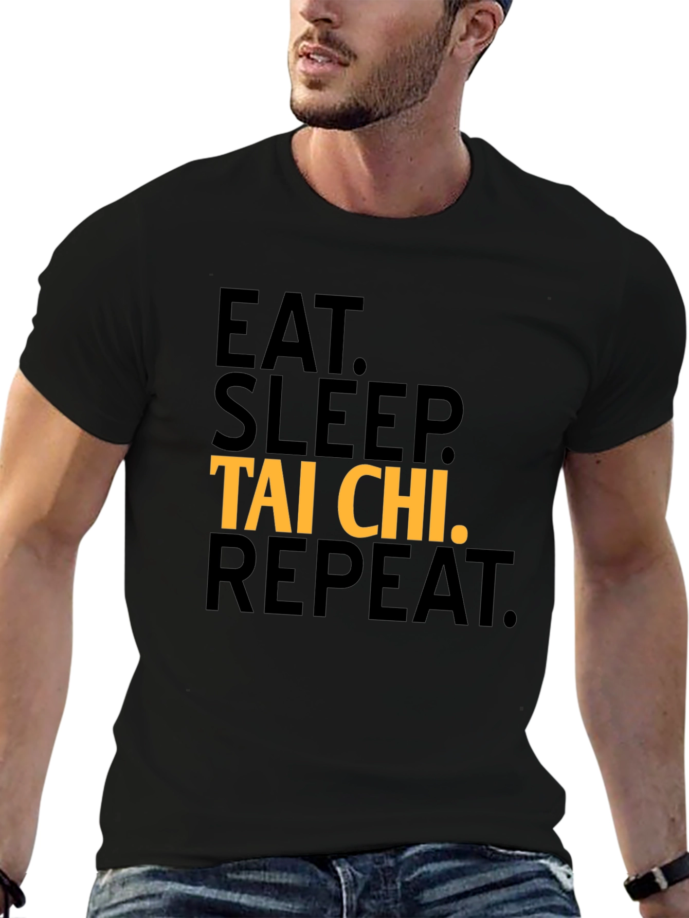 Black Eat Sleep Tai Chi Repeat Graphic T-Shirt view 6