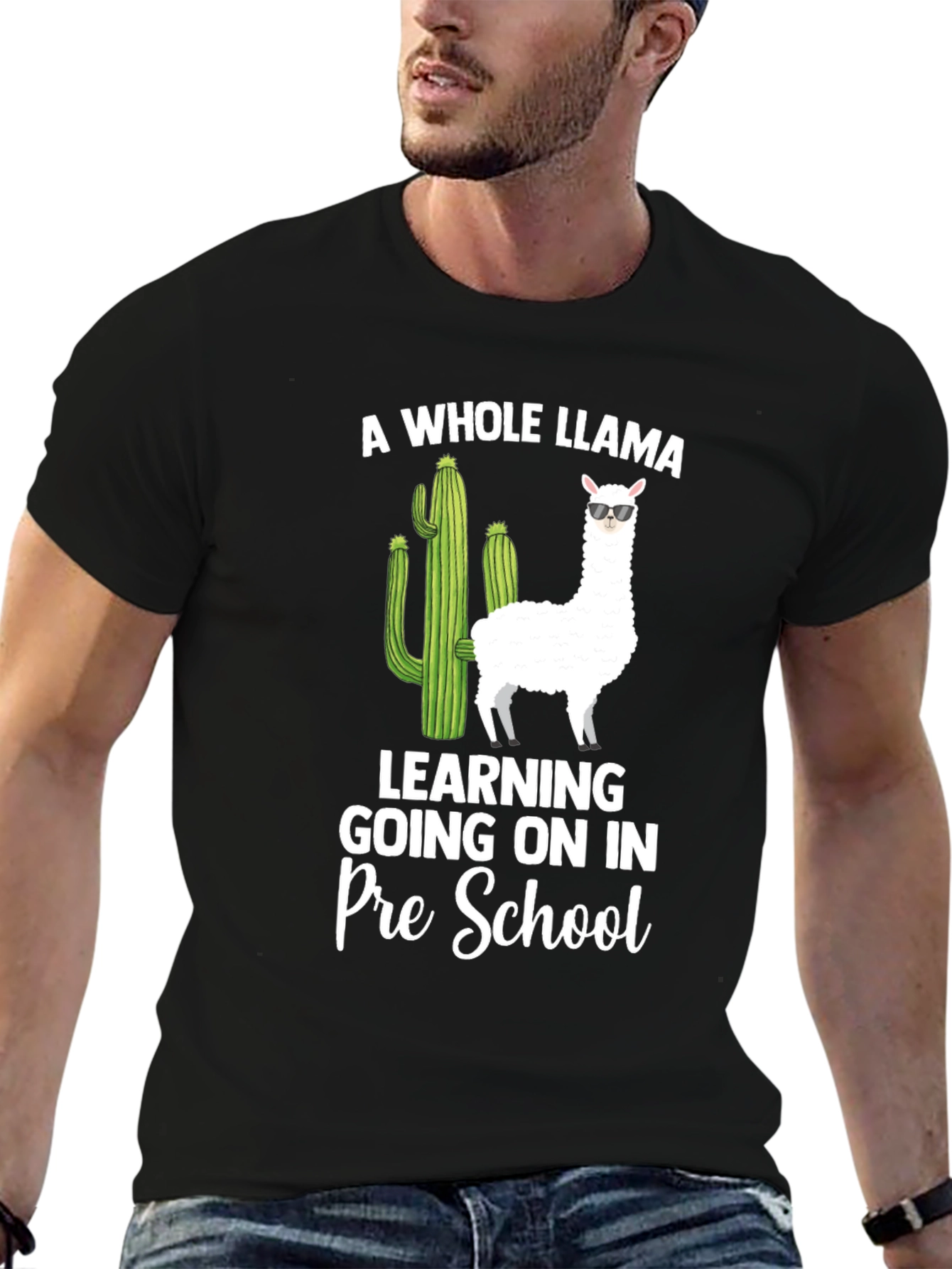 Black Llama Pre-School Teacher T-Shirt view 6