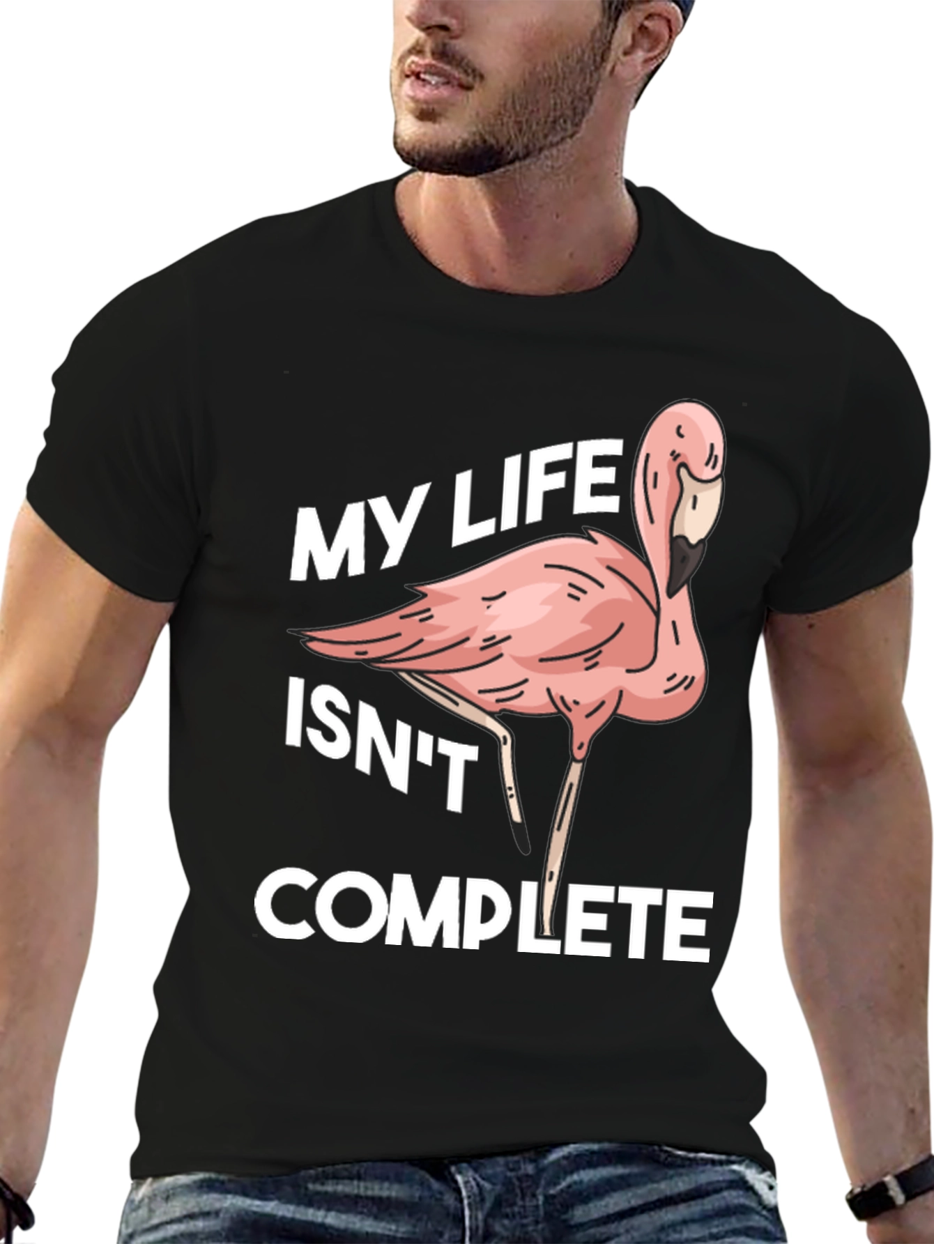 Black Flamingo Life Funny Graphic T-Shirt view 6