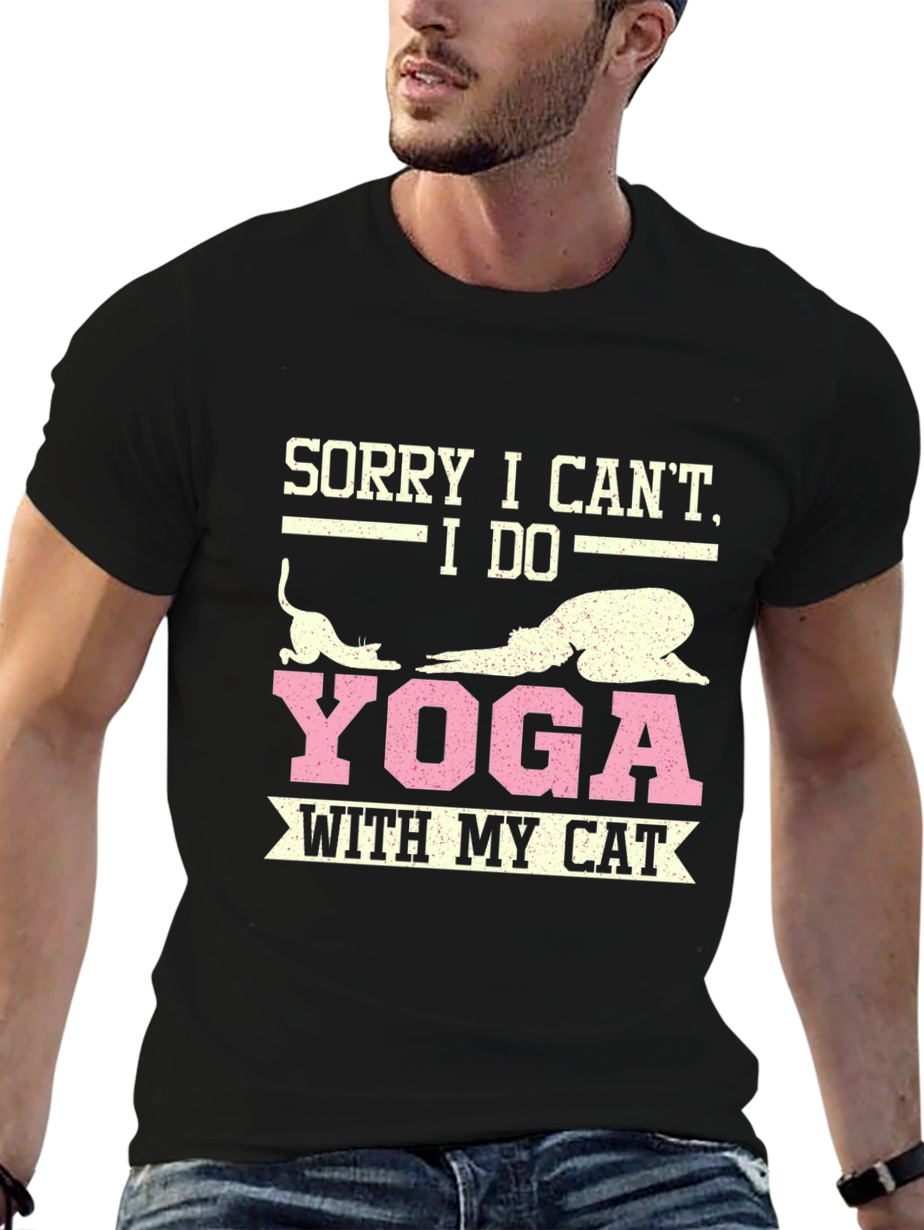Black Yoga with My Cat T-Shirt view 6