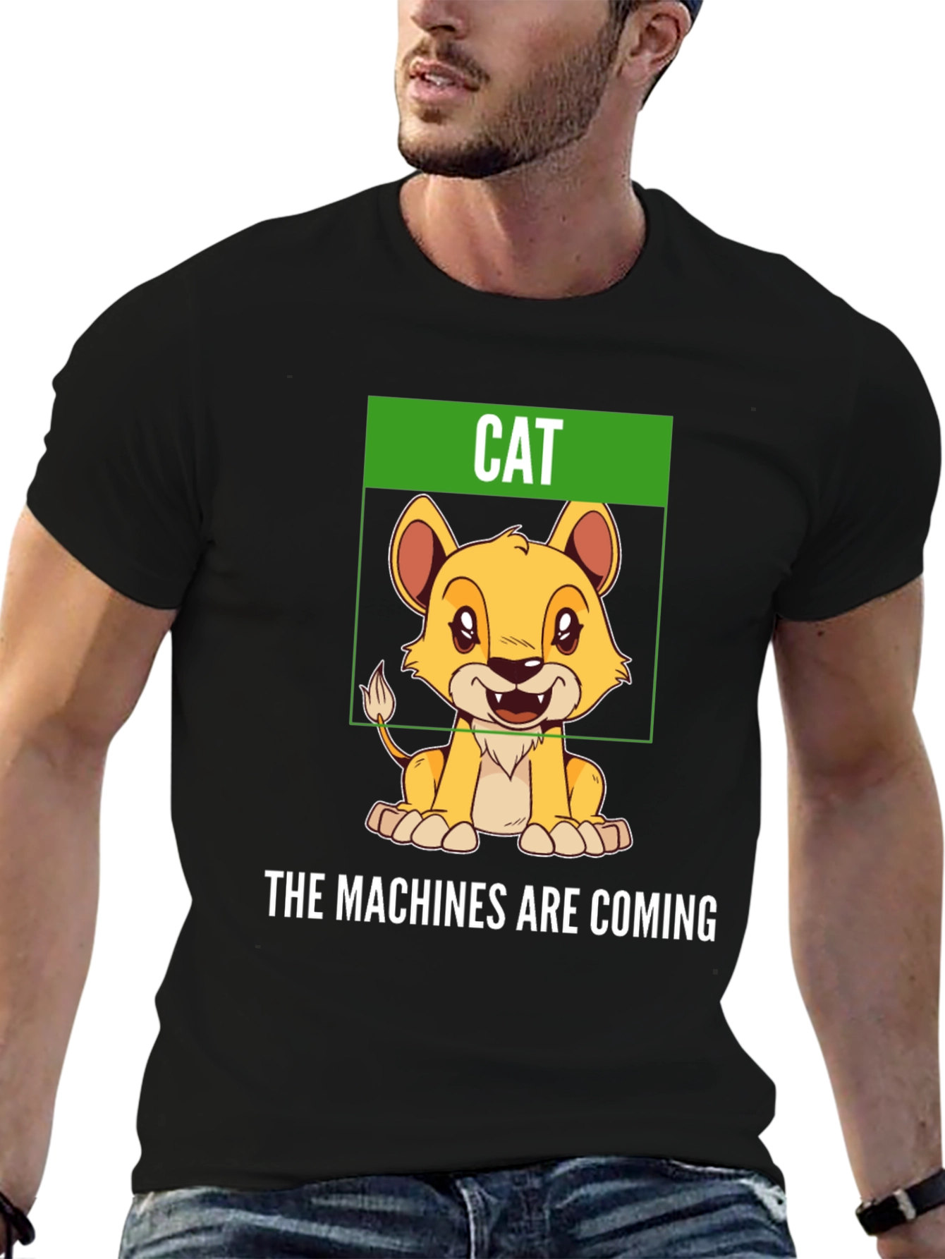 Black Humorous "Cat" T-Shirt - The Machines Are Coming view 6