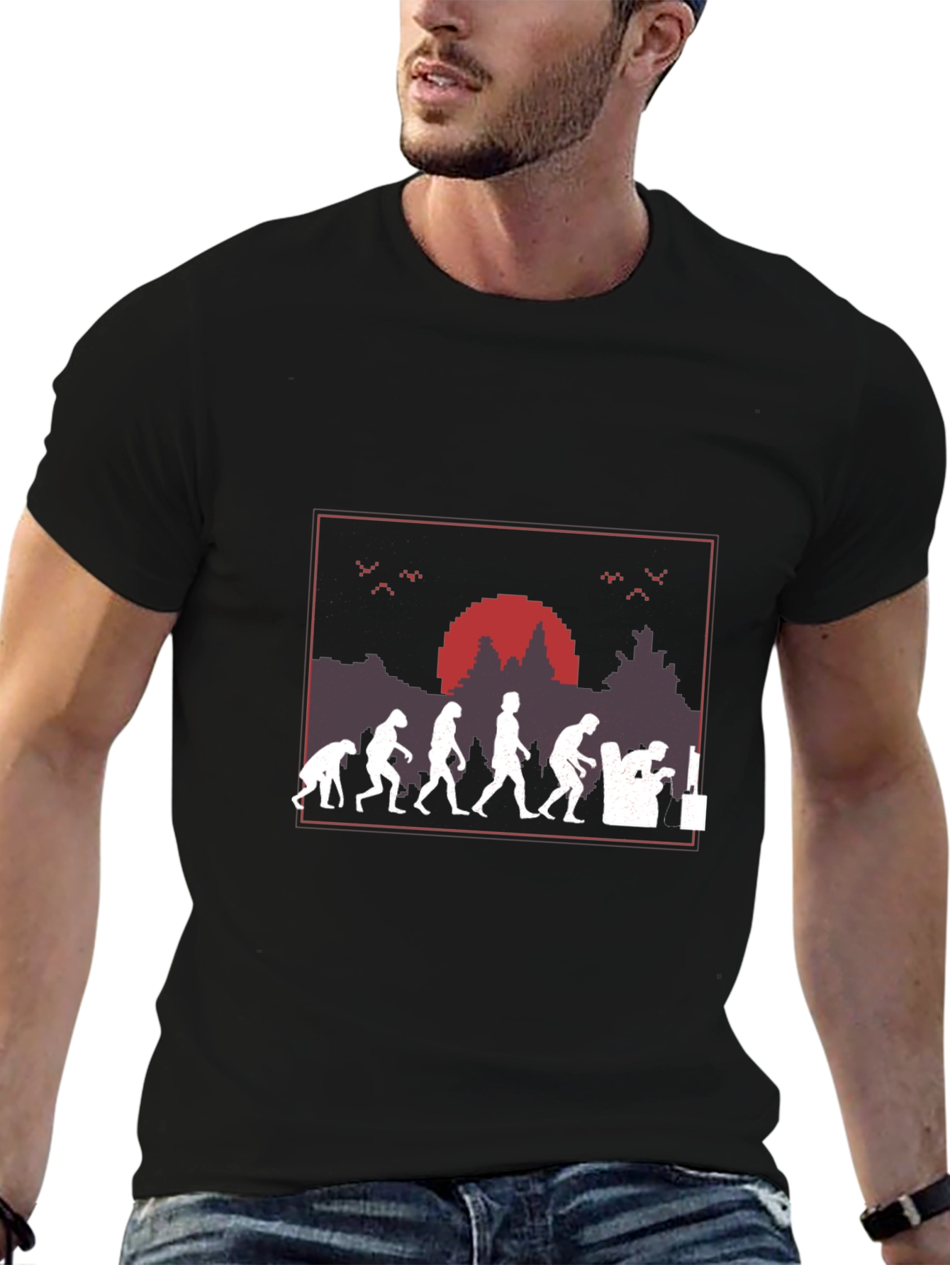 Black Evolution of Gamer Graphic T-Shirt view 6