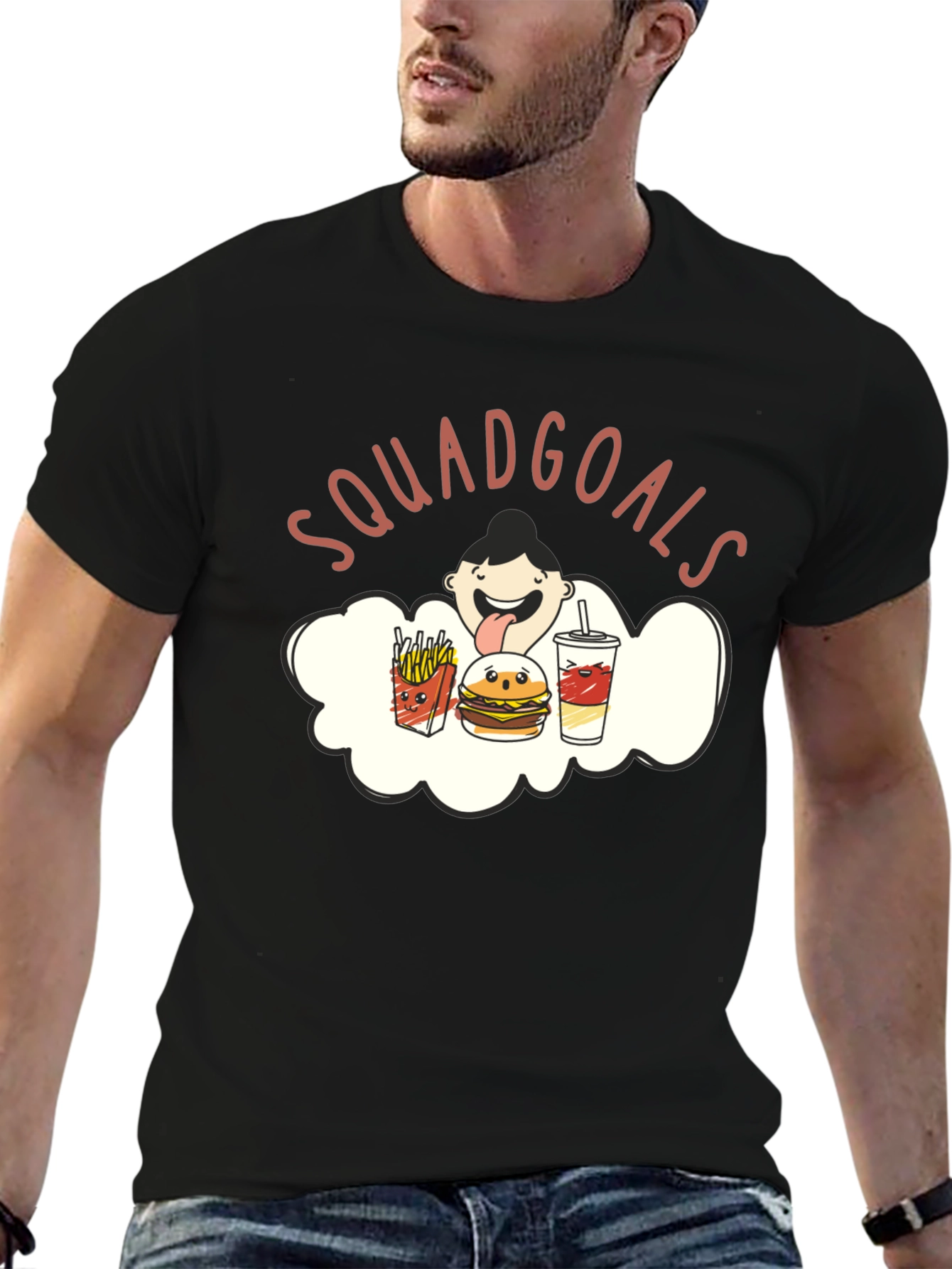 Black Squadgoals T-Shirt - Funny Foodie Tee view 6