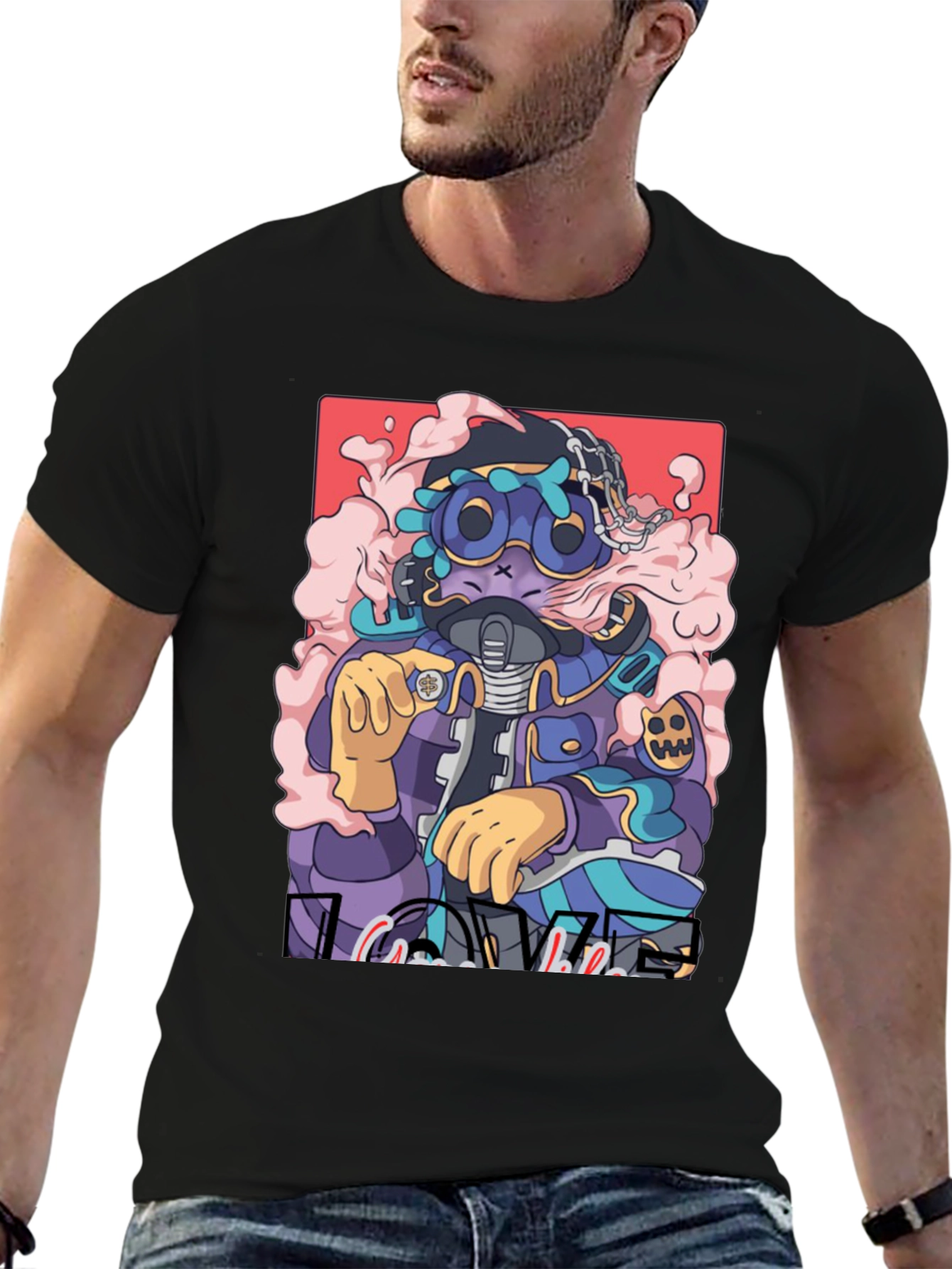 Black Urban Cartoon Graphic Tee view 6