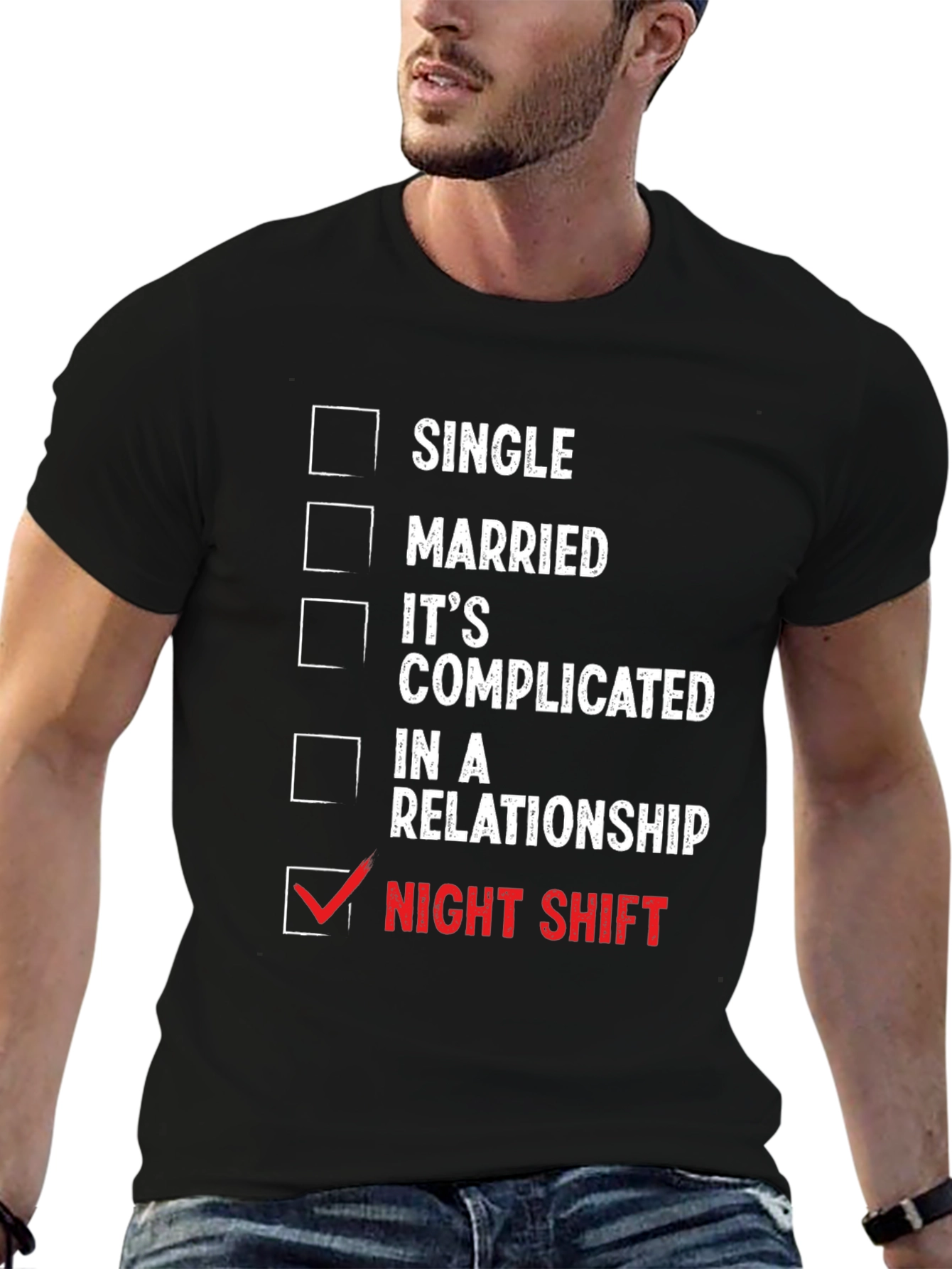 Black Night Shift Humor T-Shirt view 6
