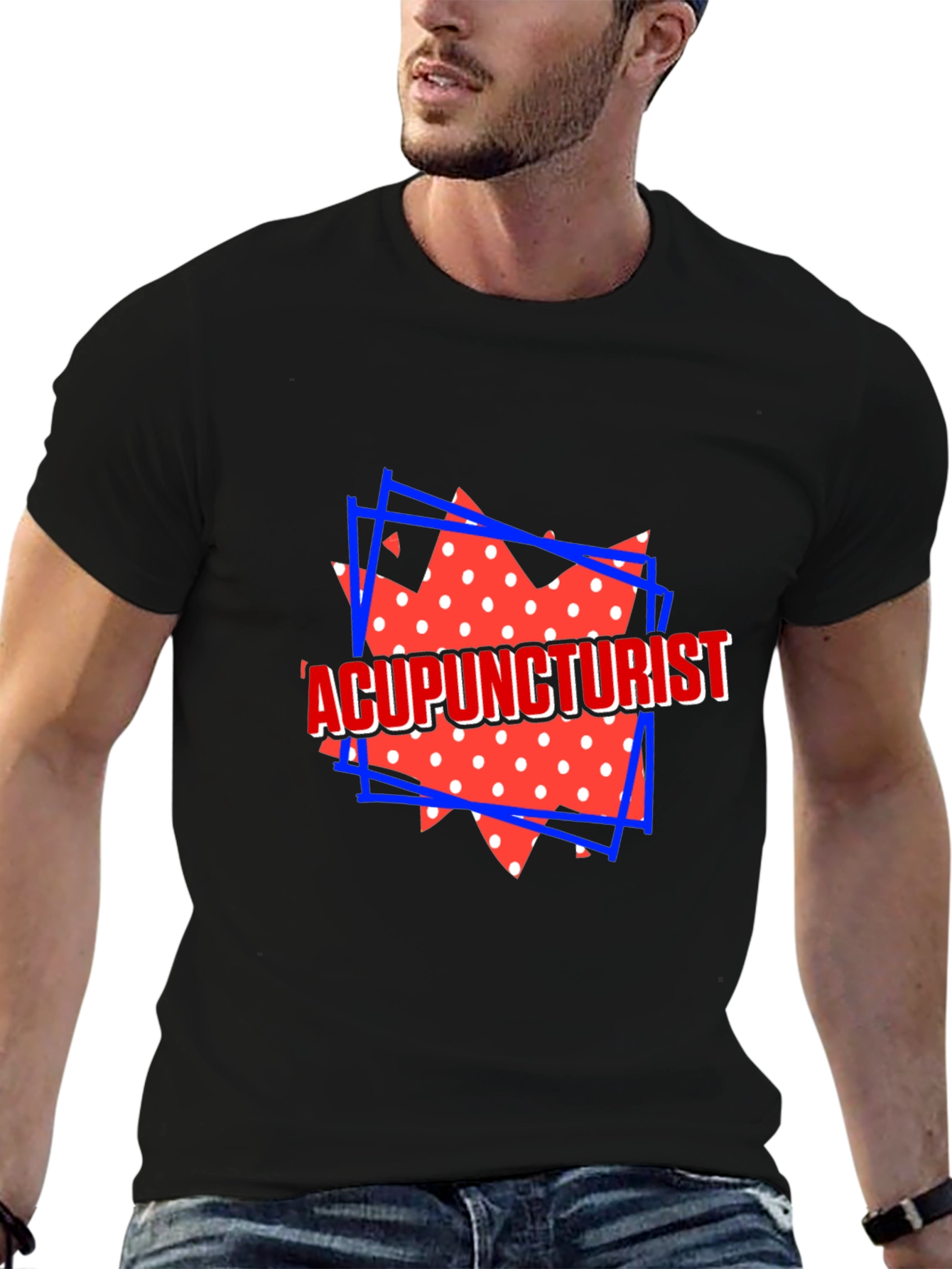 Black Acupuncturist Graphic Tee - Novelty Design Shirt view 6