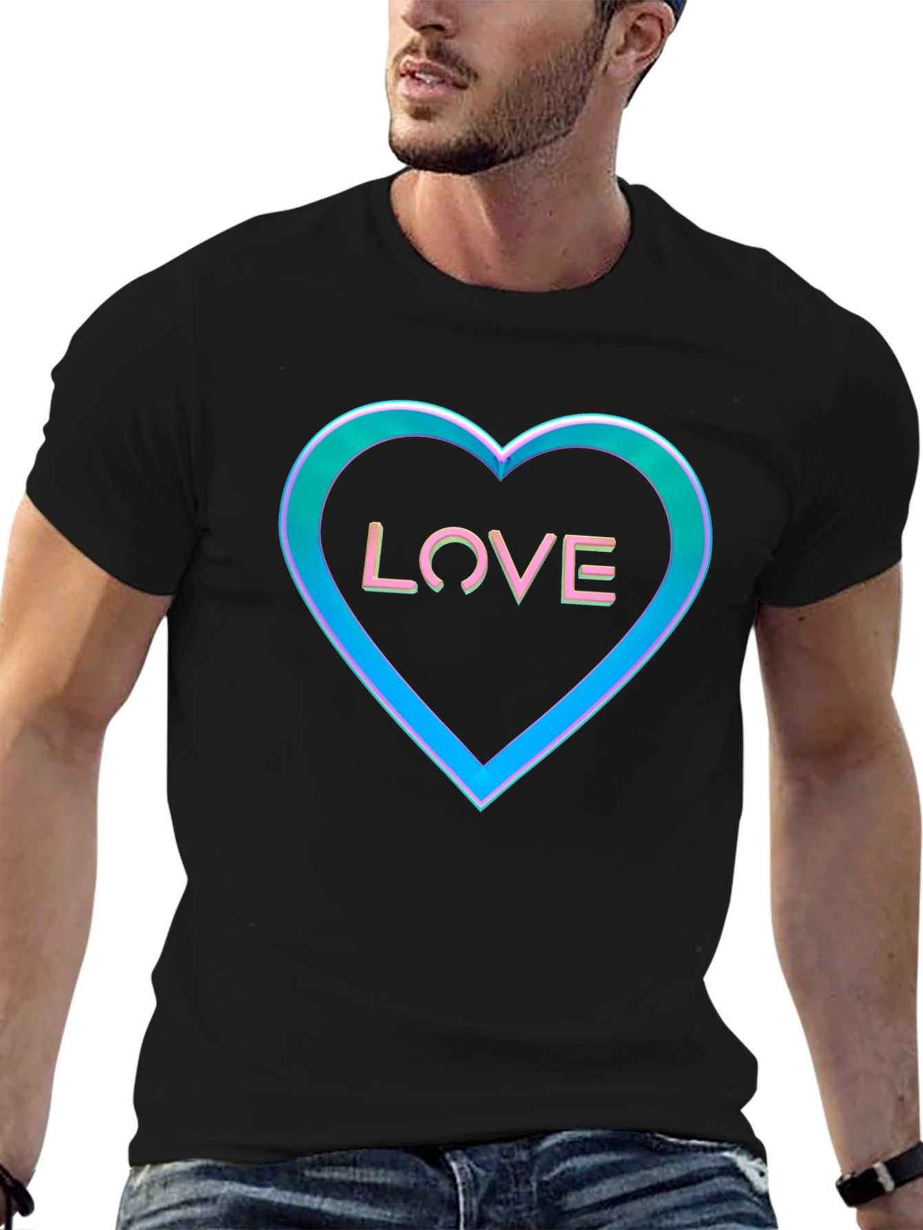 Black Love Heart Graphic Tee - Black view 6