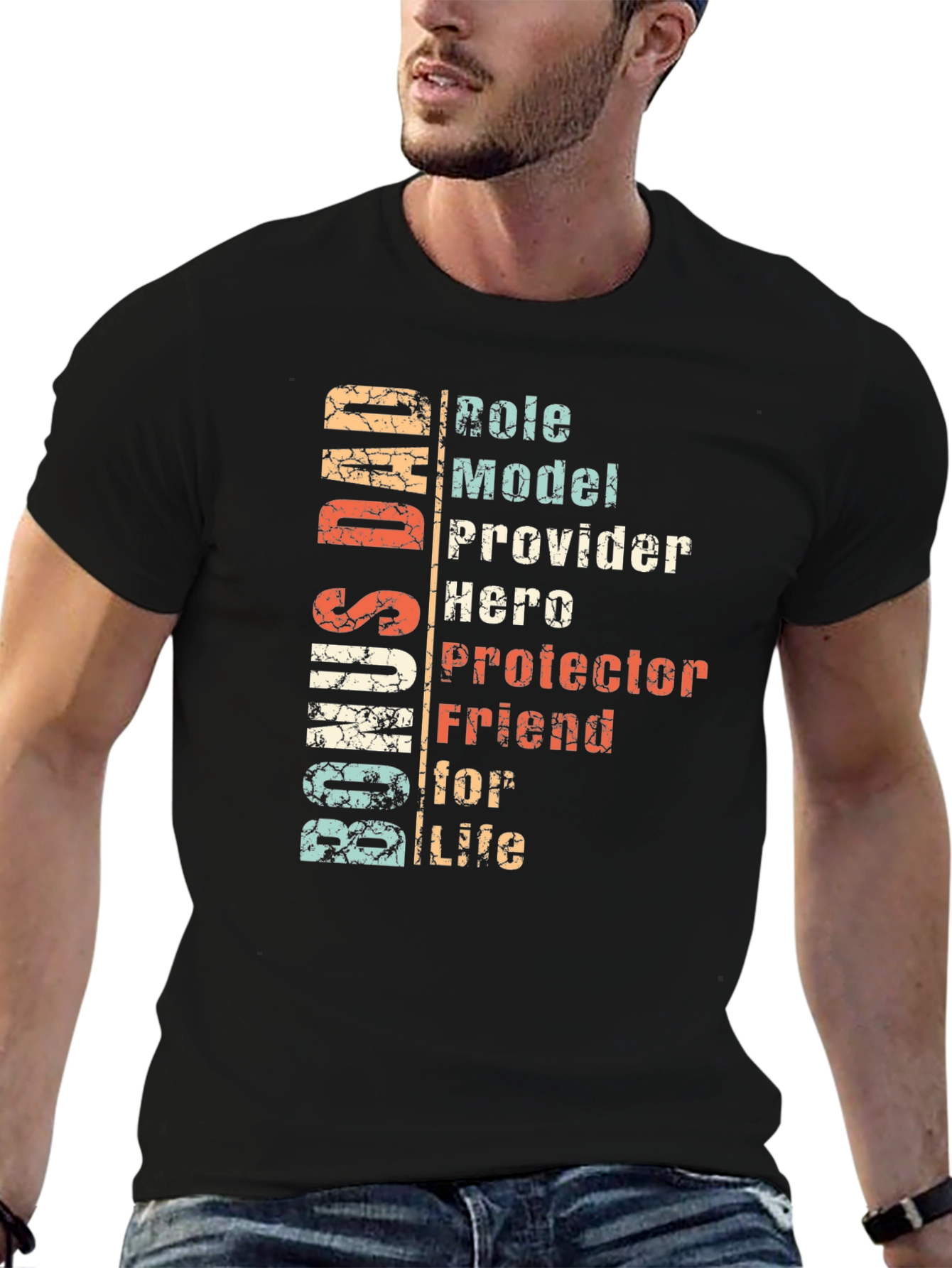 Black Husband Dad Role Model Hero T-Shirt view 6