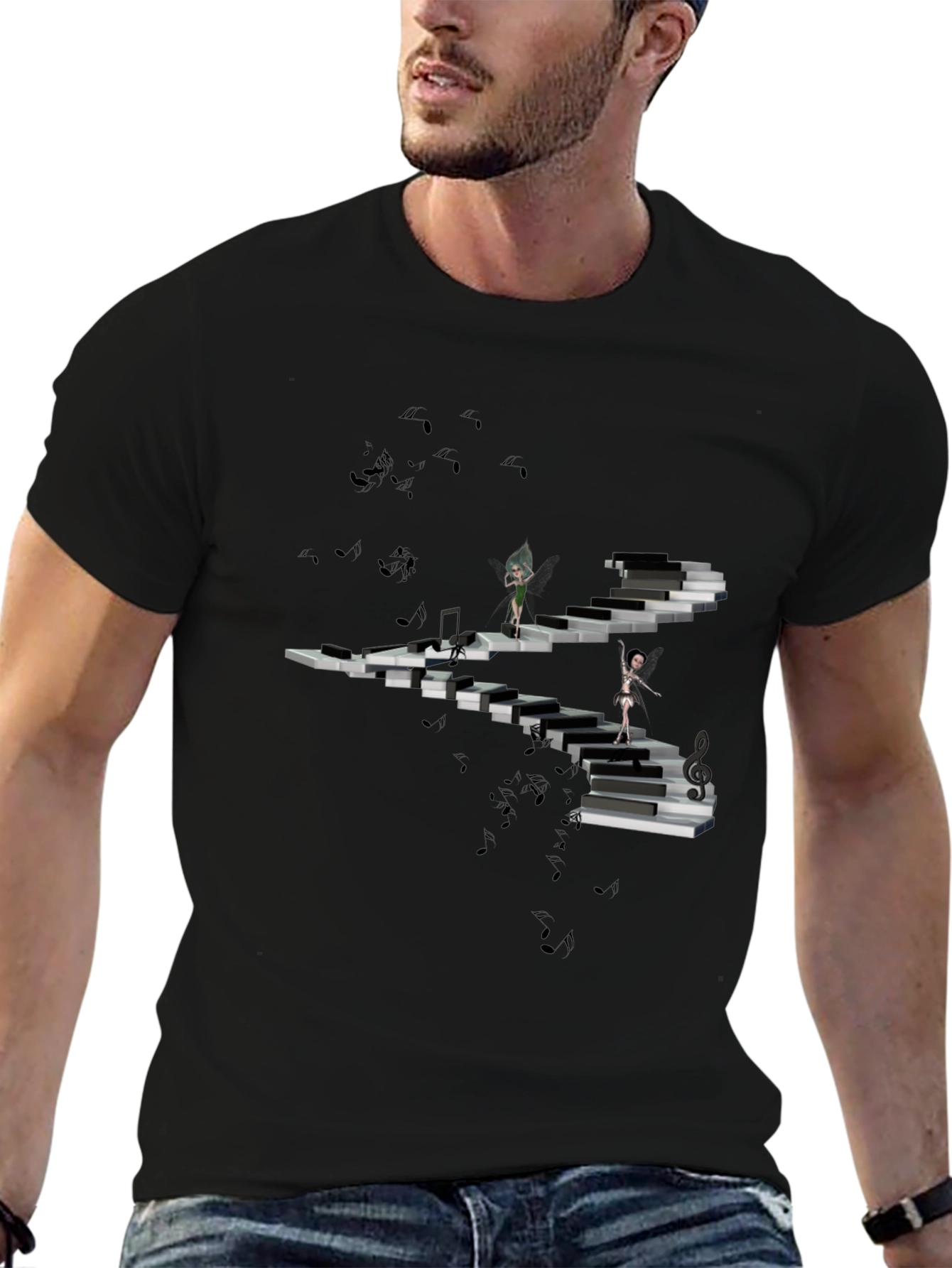 Black Piano Stairway T-Shirt view 6
