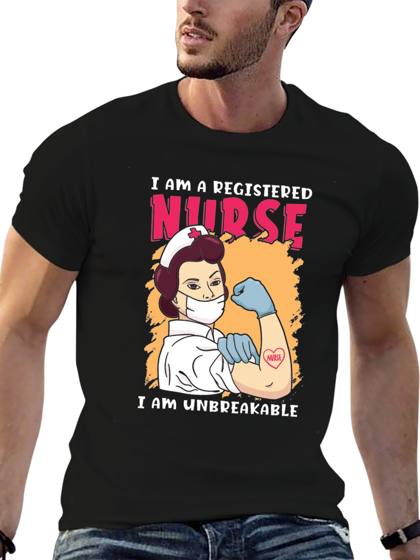 Black Registered Nurse Unbreakable T-Shirt view 6