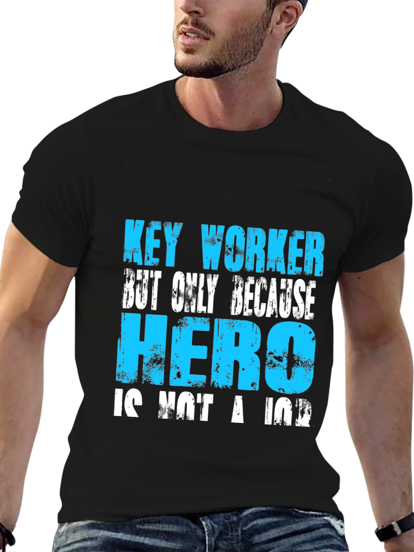 Black Key Worker Hero Graphic Tee - Essential Worker T-Shirt view 6