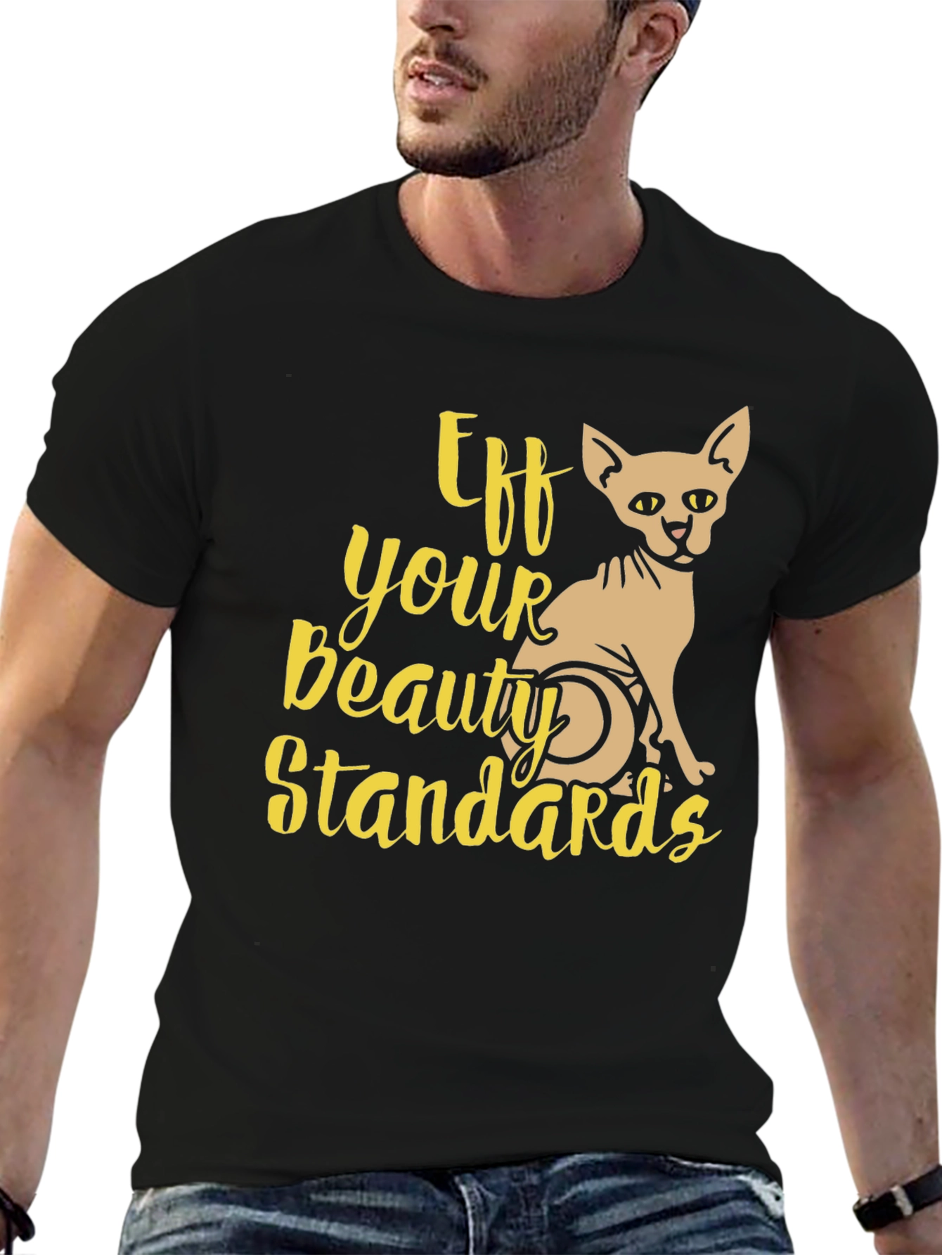 Black Eff Your Beauty Standards Cat Graphic Tee view 6