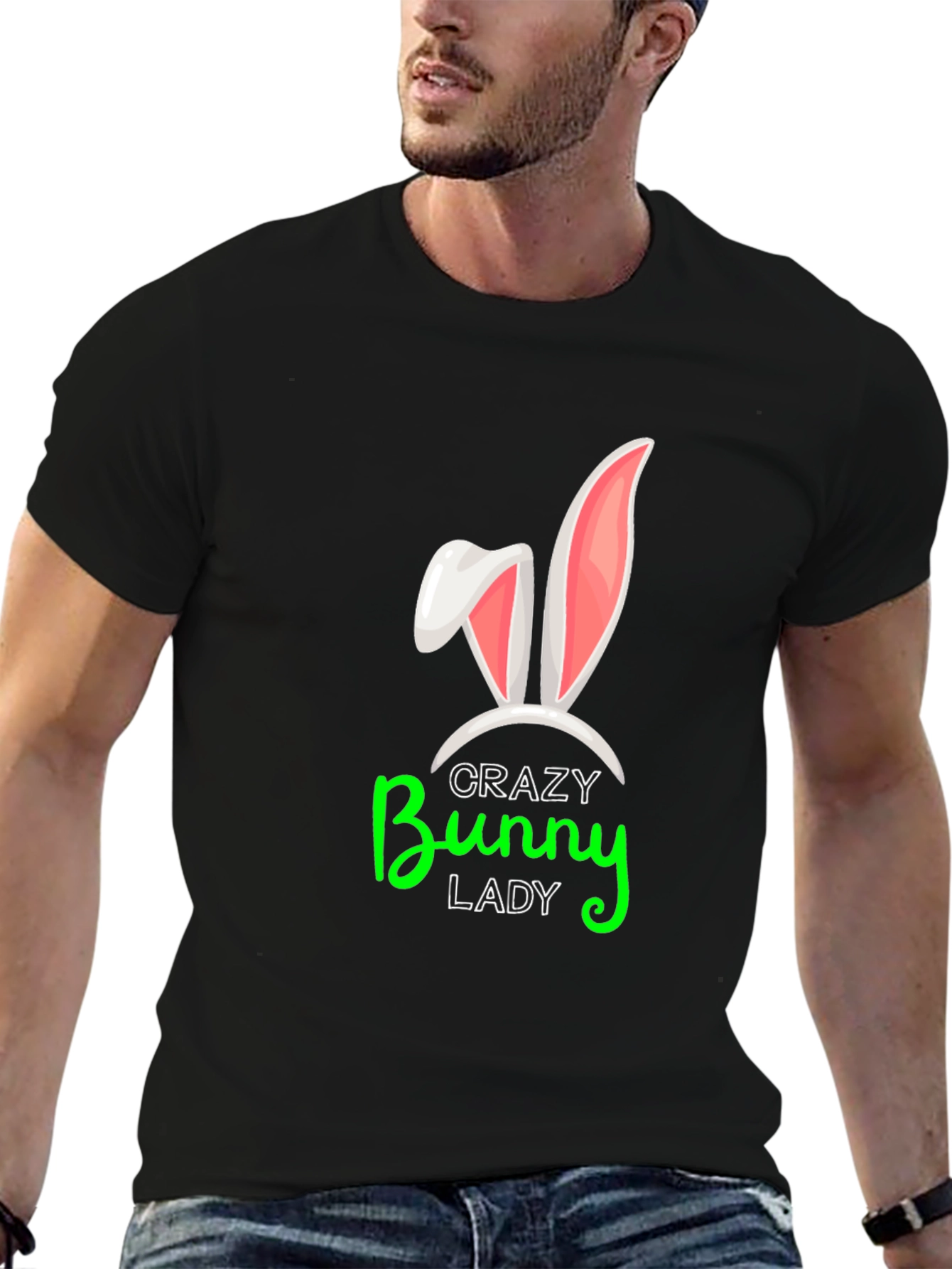 Black Crazy Bunny Lady Graphic Tee view 6