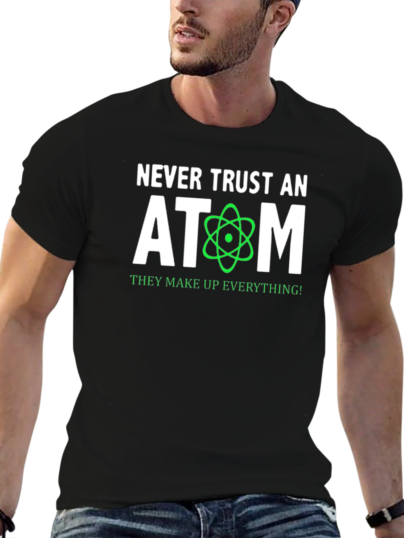 Black Never Trust An Atom T-Shirt - Science Humor Tee view 6