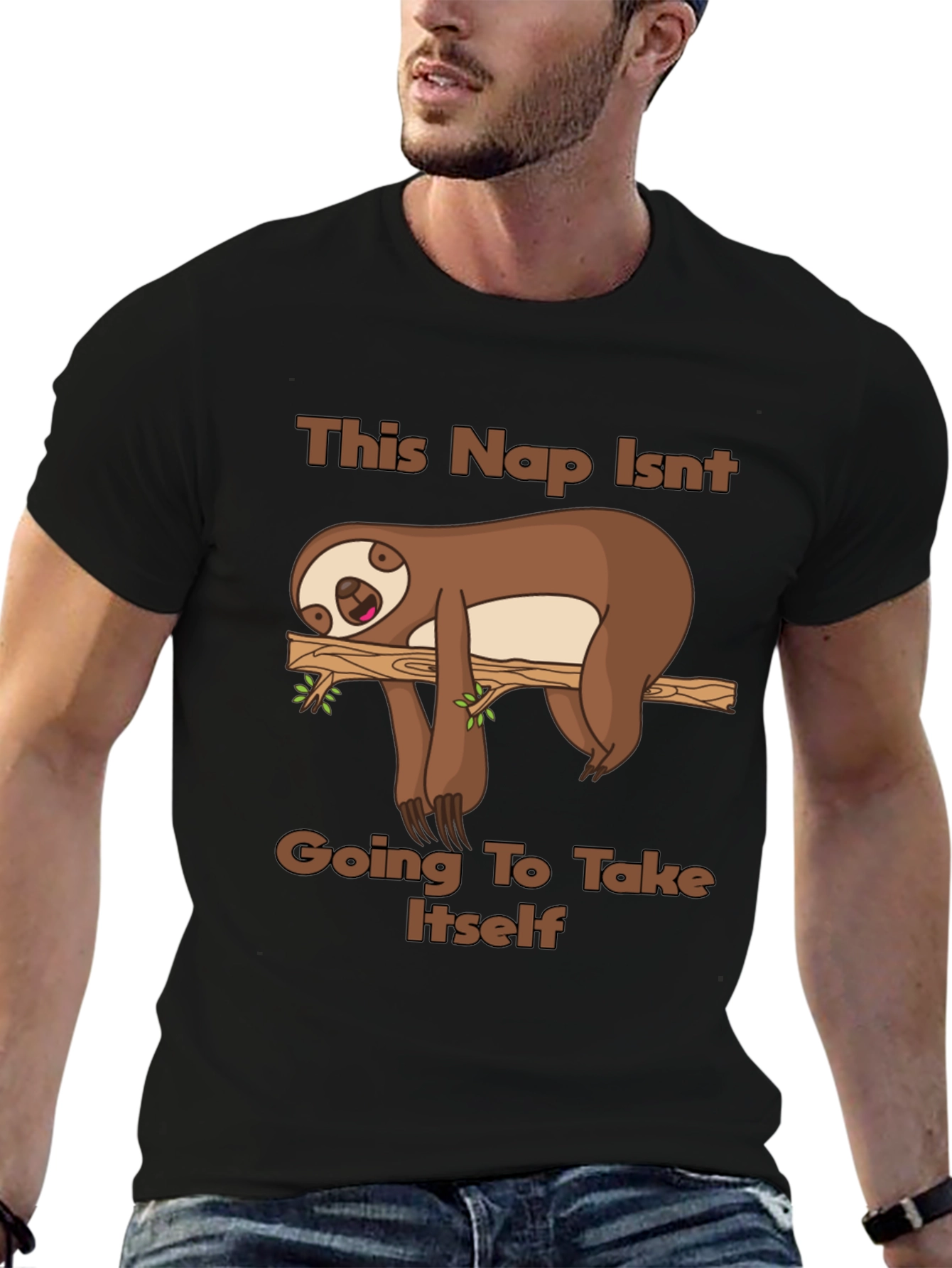 Black Sloth Nap T-Shirt - Funny Lazy Day Tee view 6