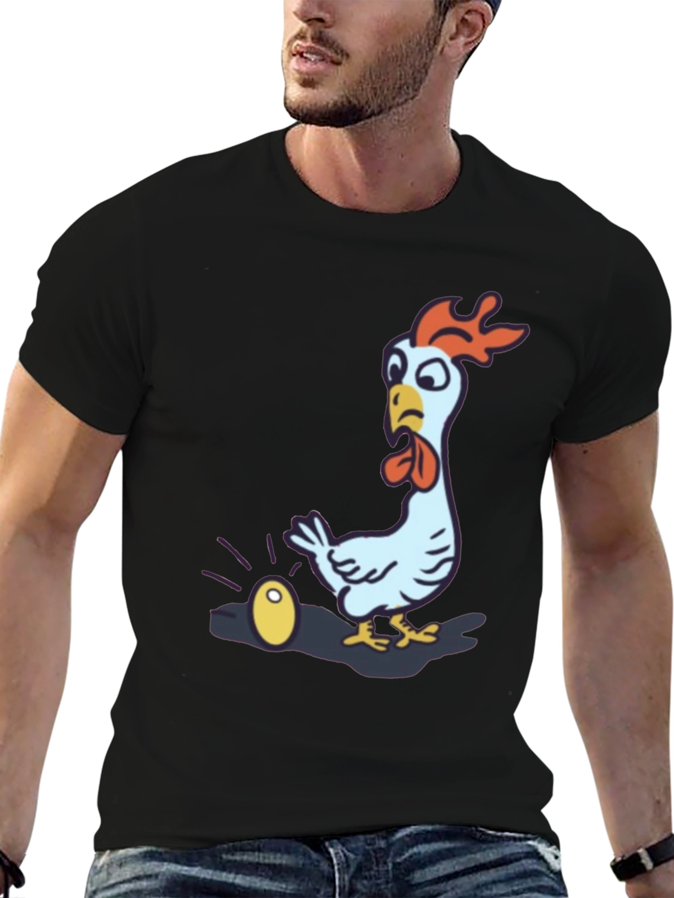 Black Funny Chicken Golden Egg Black T-Shirt view 6