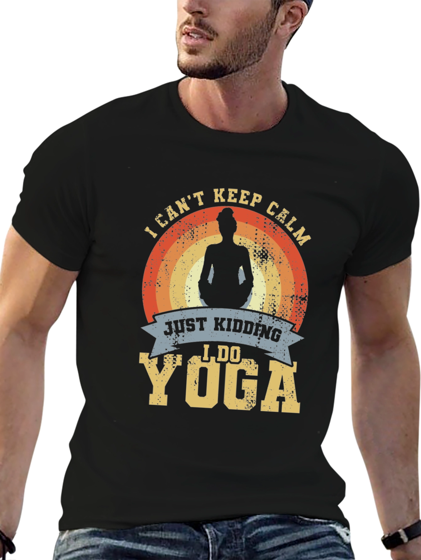 Black Funny Yoga T-Shirt - I Can't Keep Calm view 6
