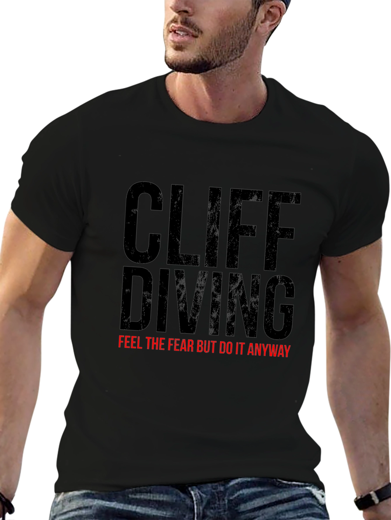 Black Cliff Diving Graphic T-Shirt - Black view 6