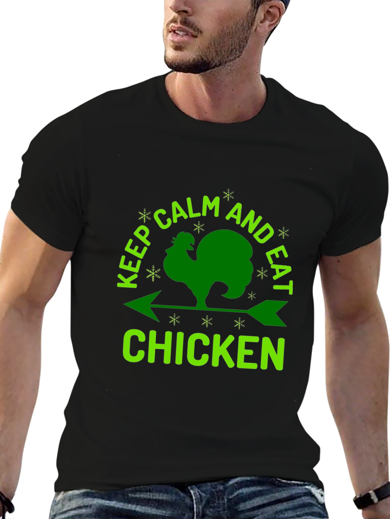 Black Keep Calm & Eat Chicken Graphic Tee view 6