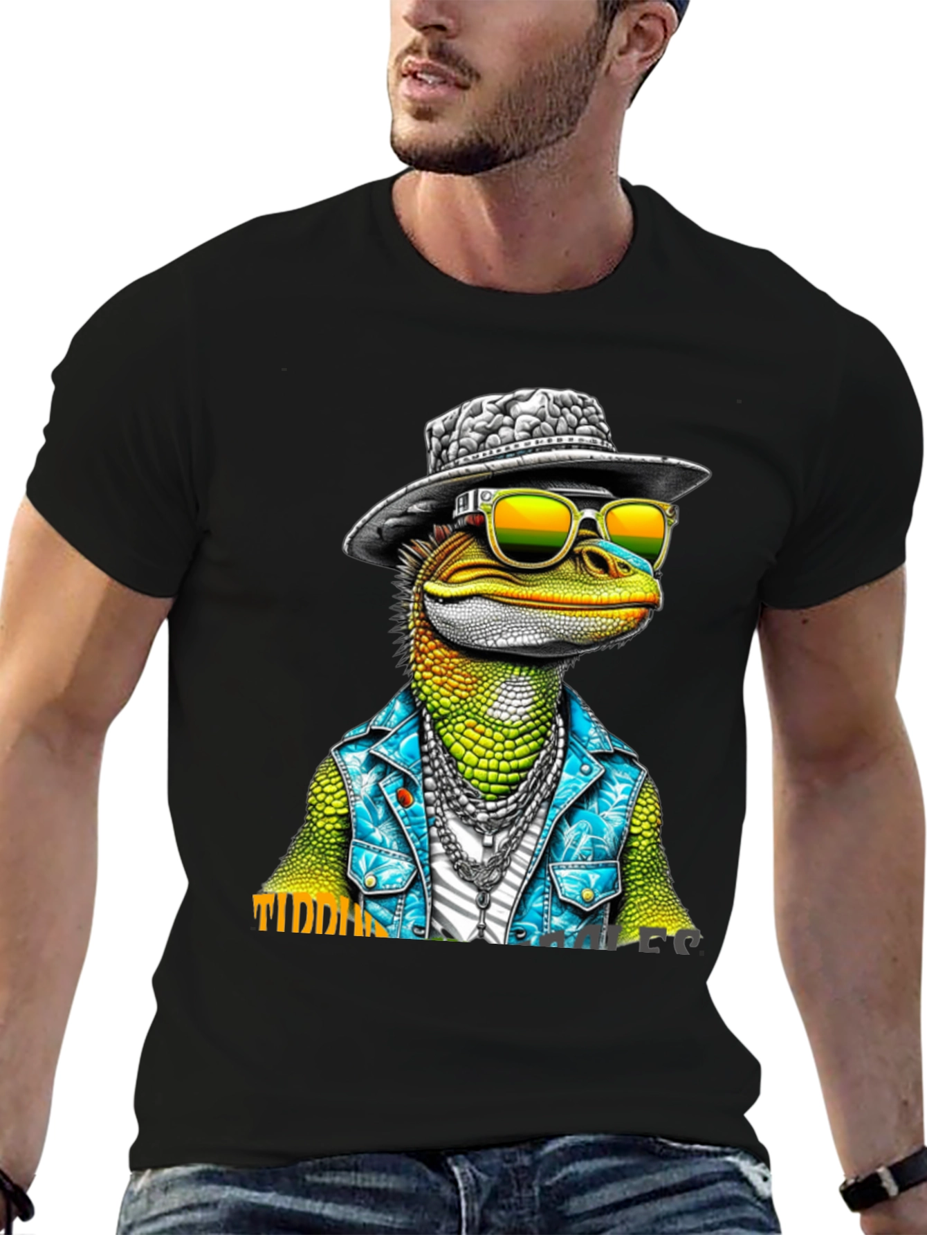 Black Cool Lizard Graphic T-Shirt view 6