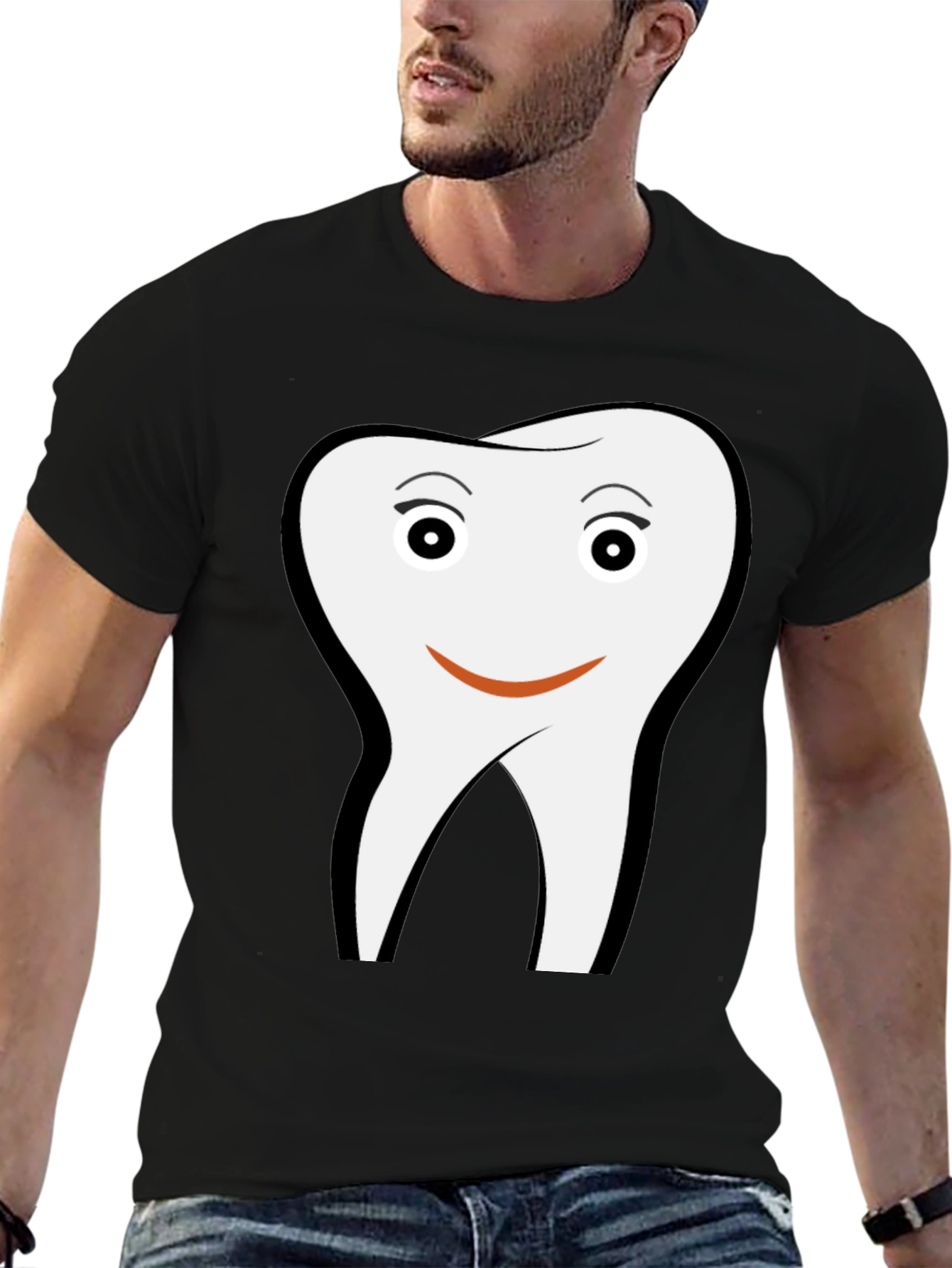 Black Funny Tooth Graphic Black T-Shirt view 6