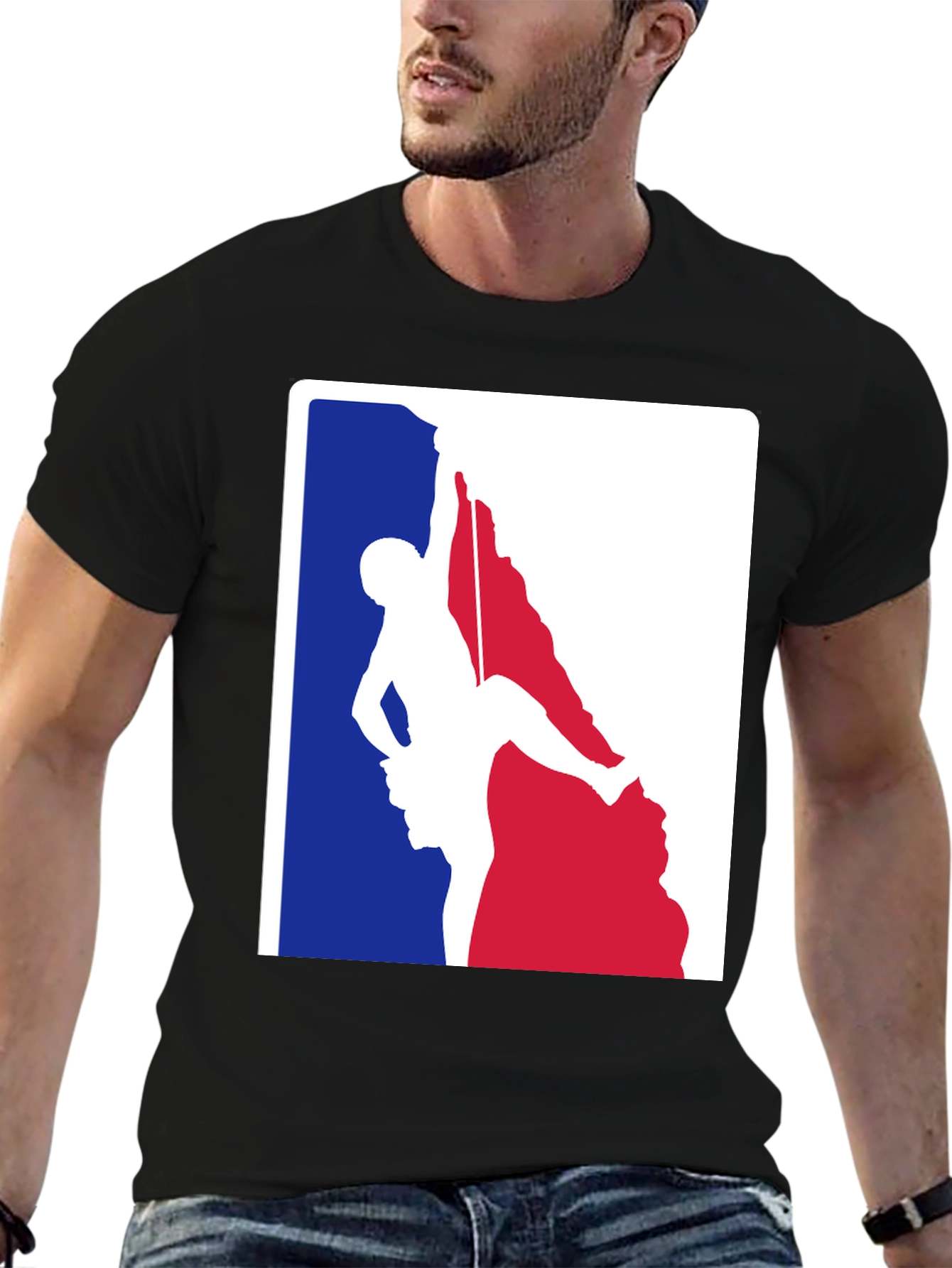 Black Climbing Graphic T-Shirt - Black Cotton Blend view 6