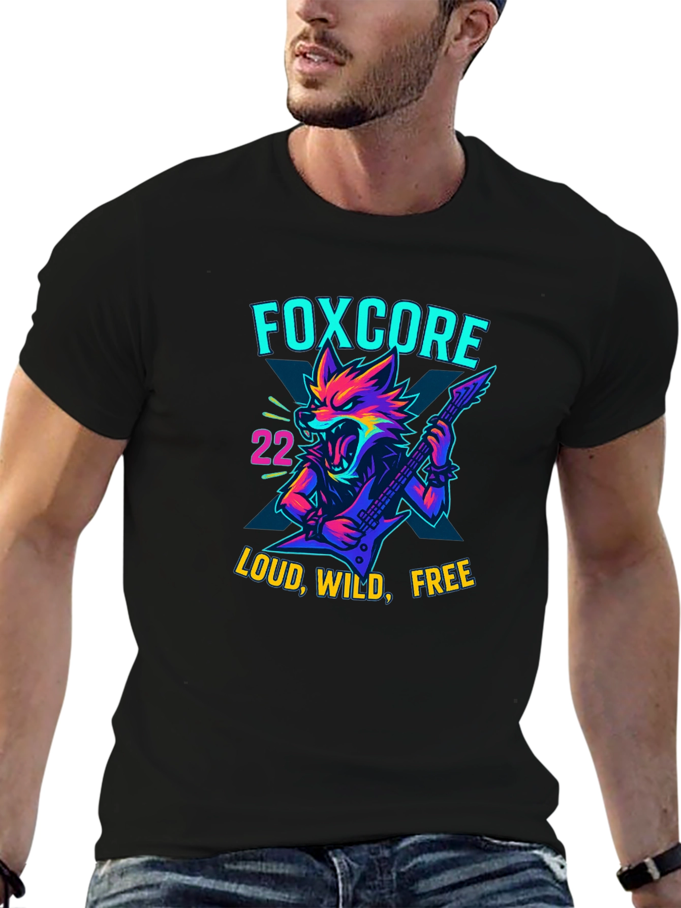 Black Foxcore Loud Wild Free Graphic Tee view 6