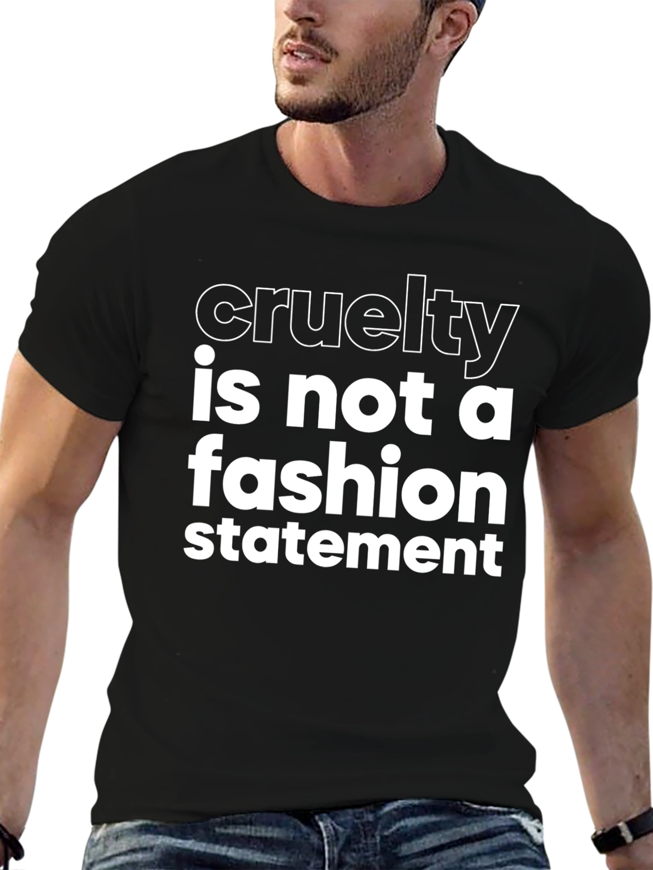 Black Cruelty Is Not a Fashion Statement Black T-Shirt view 6